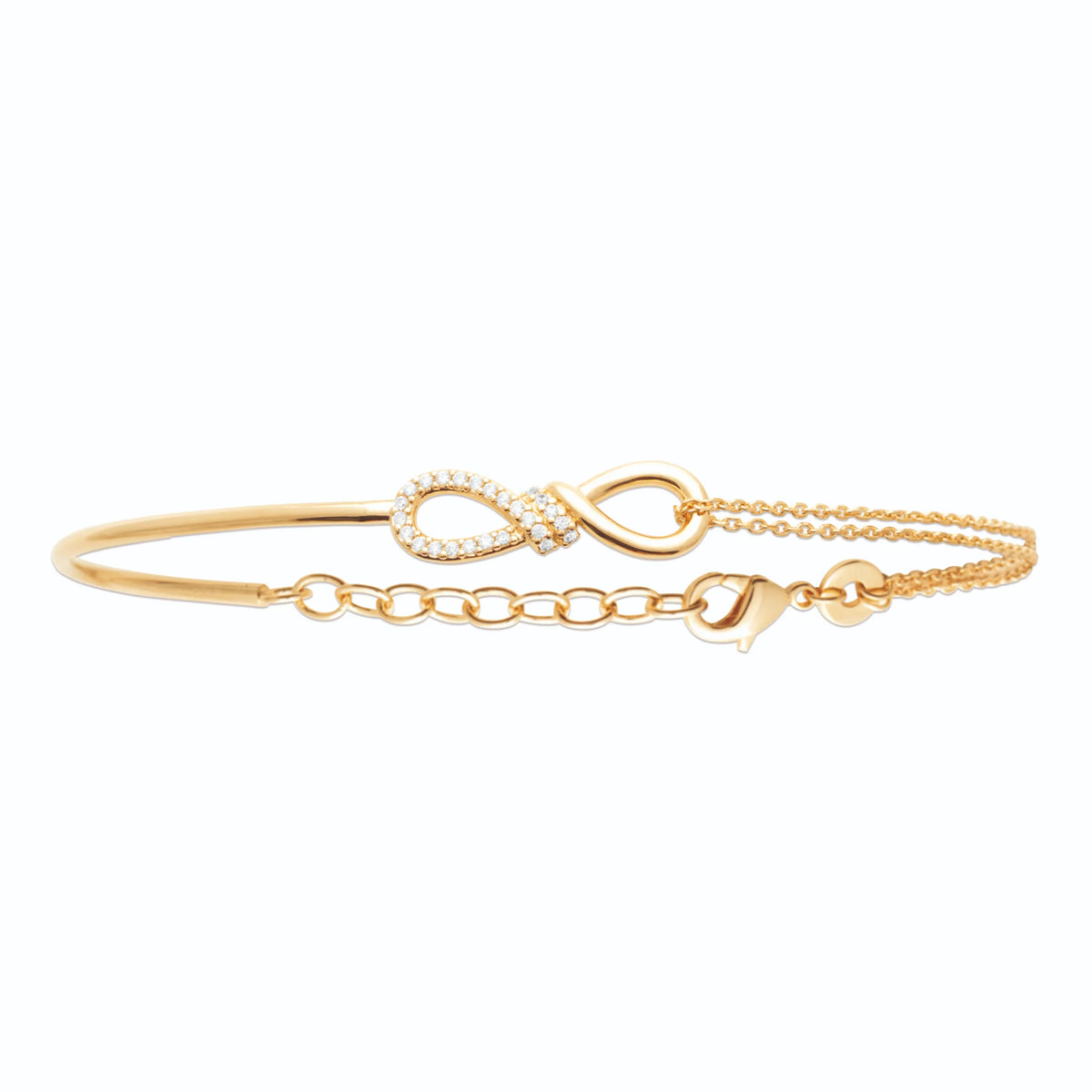 Bracelet demi-jonc infini pavé de zircons en plaqué or