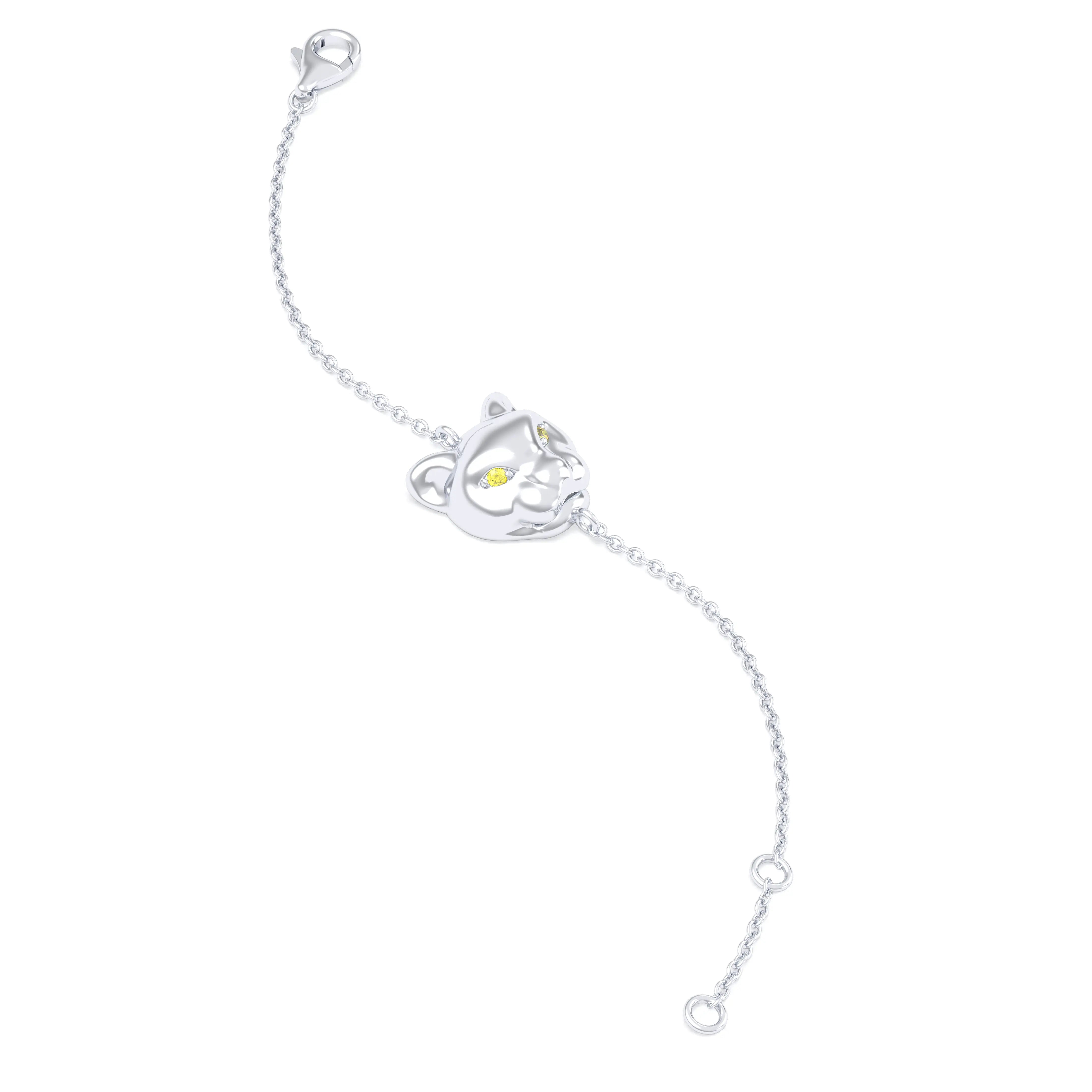 Bracelet Féline en or blanc 18 carats et pierres précieuses