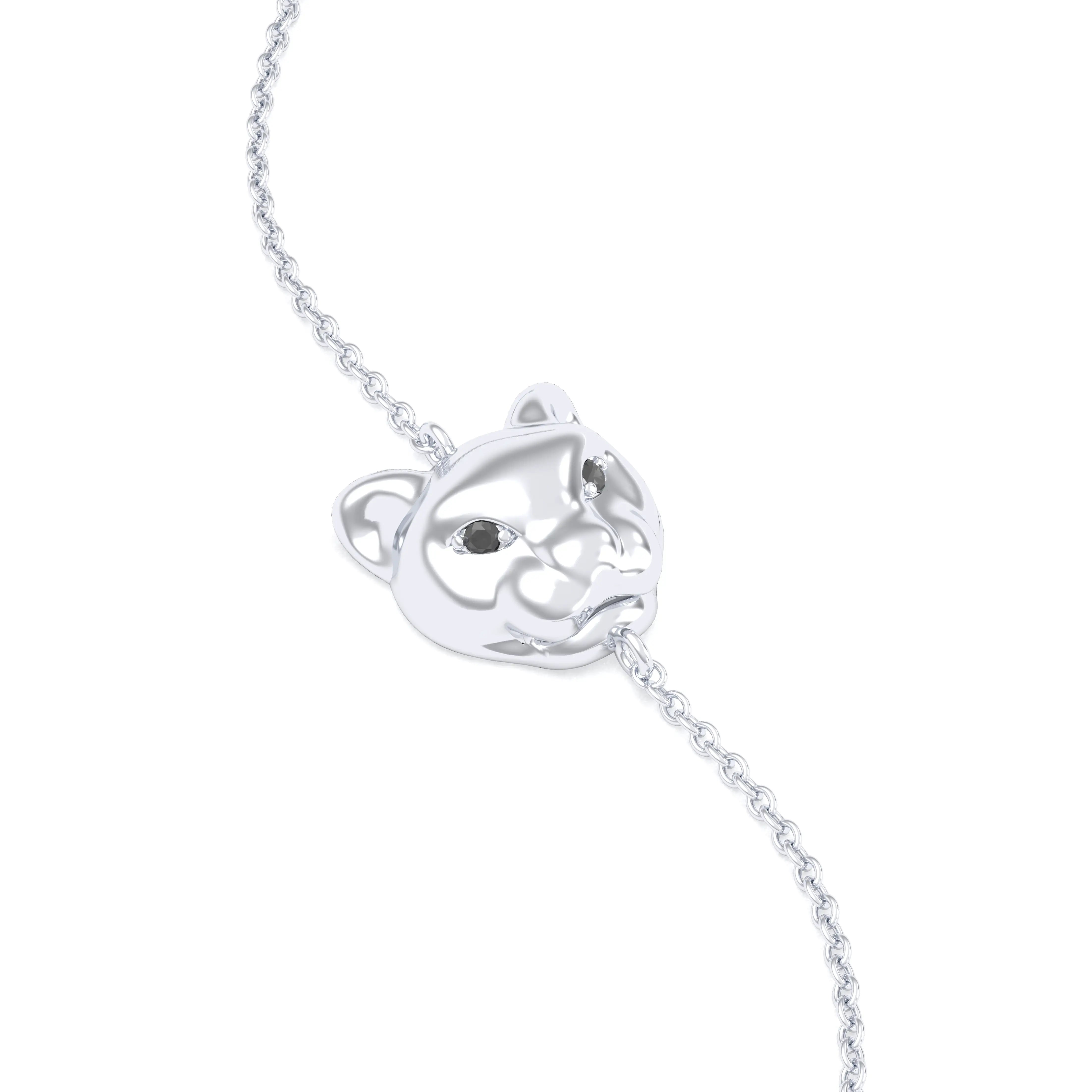 Bracelet Féline en or blanc 18 carats et pierres précieuses Diamant noir