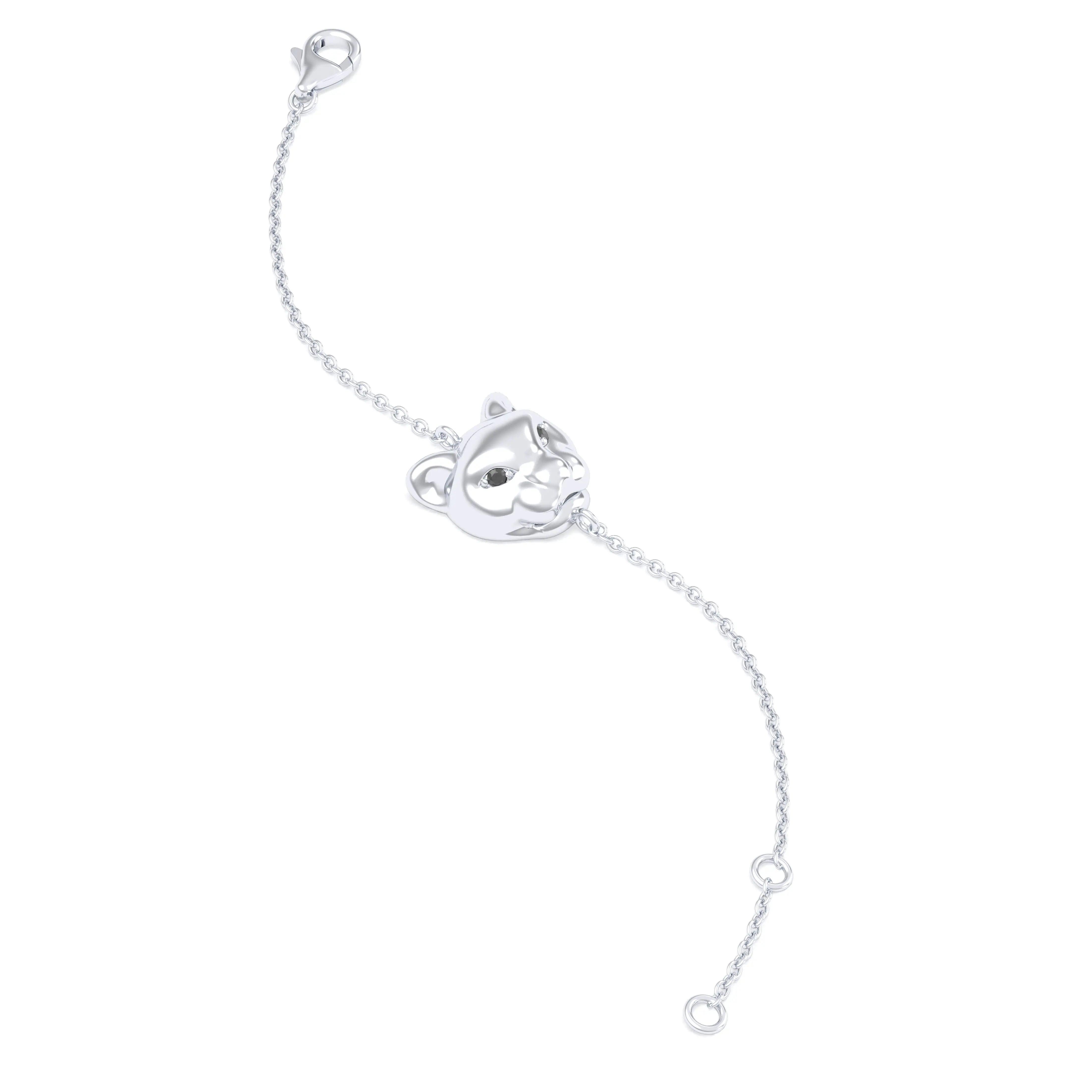 Bracelet Féline en or blanc 18 carats et pierres précieuses