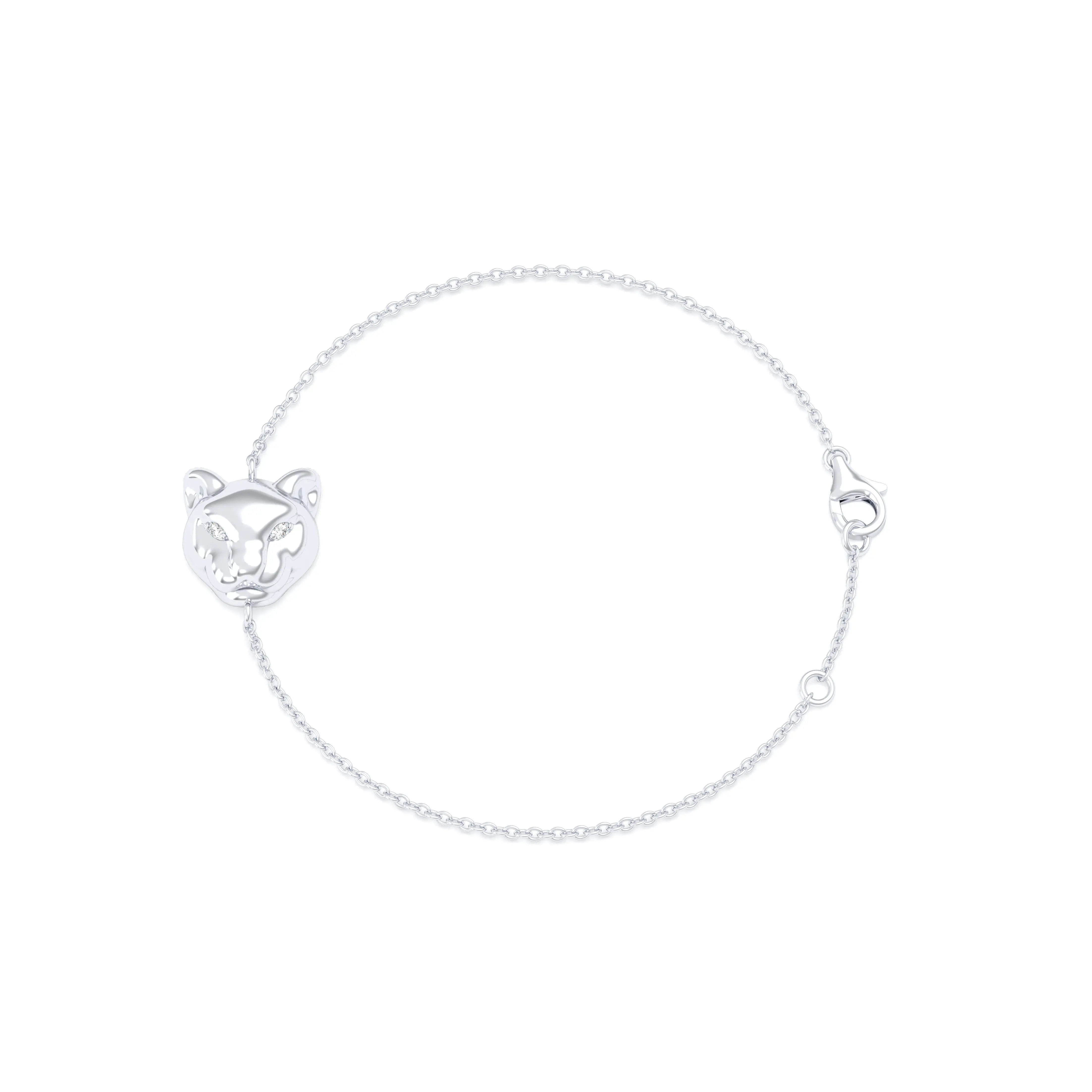 Bracelet Féline en or blanc 18 carats et pierres précieuses