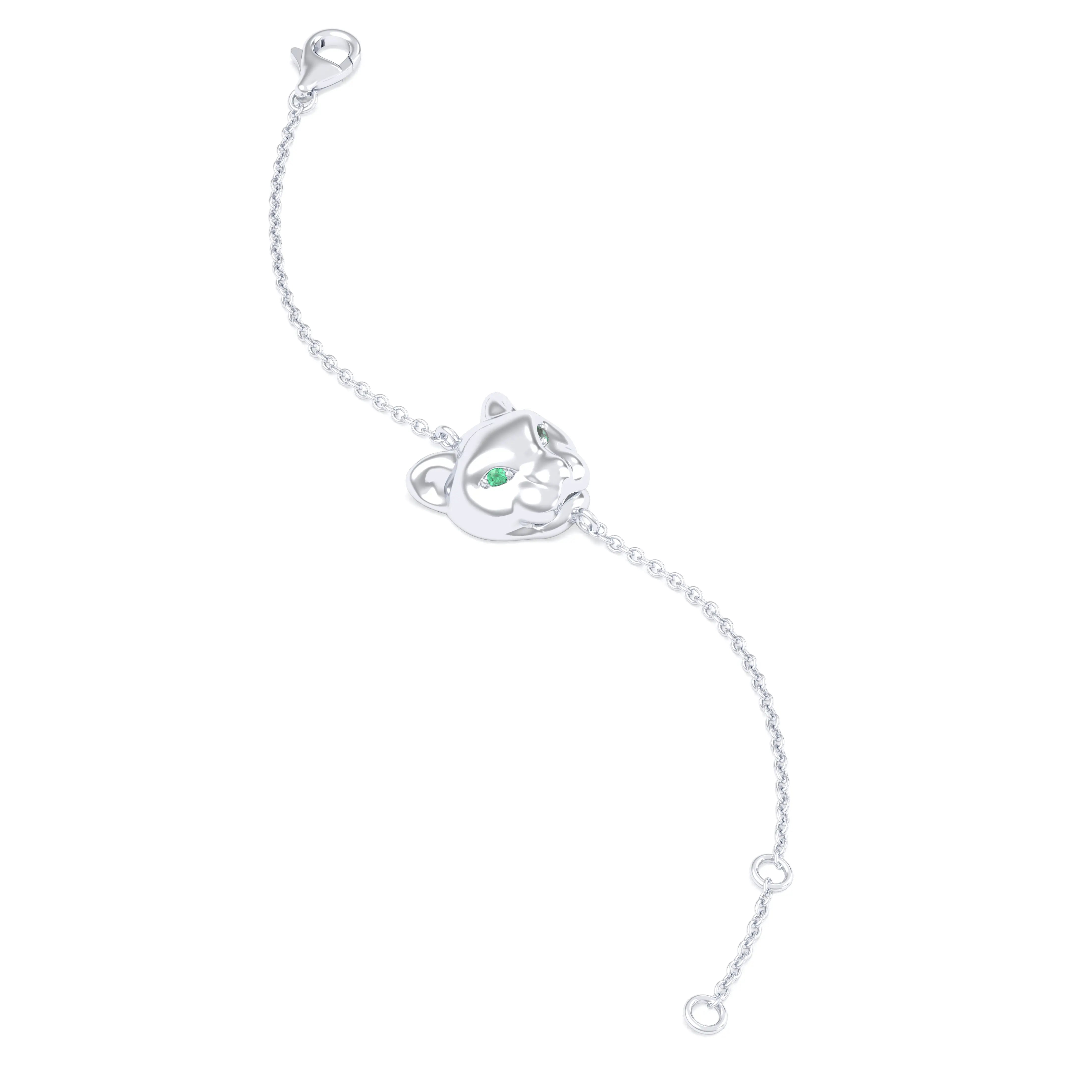 Bracelet Féline en or blanc 18 carats et pierres précieuses