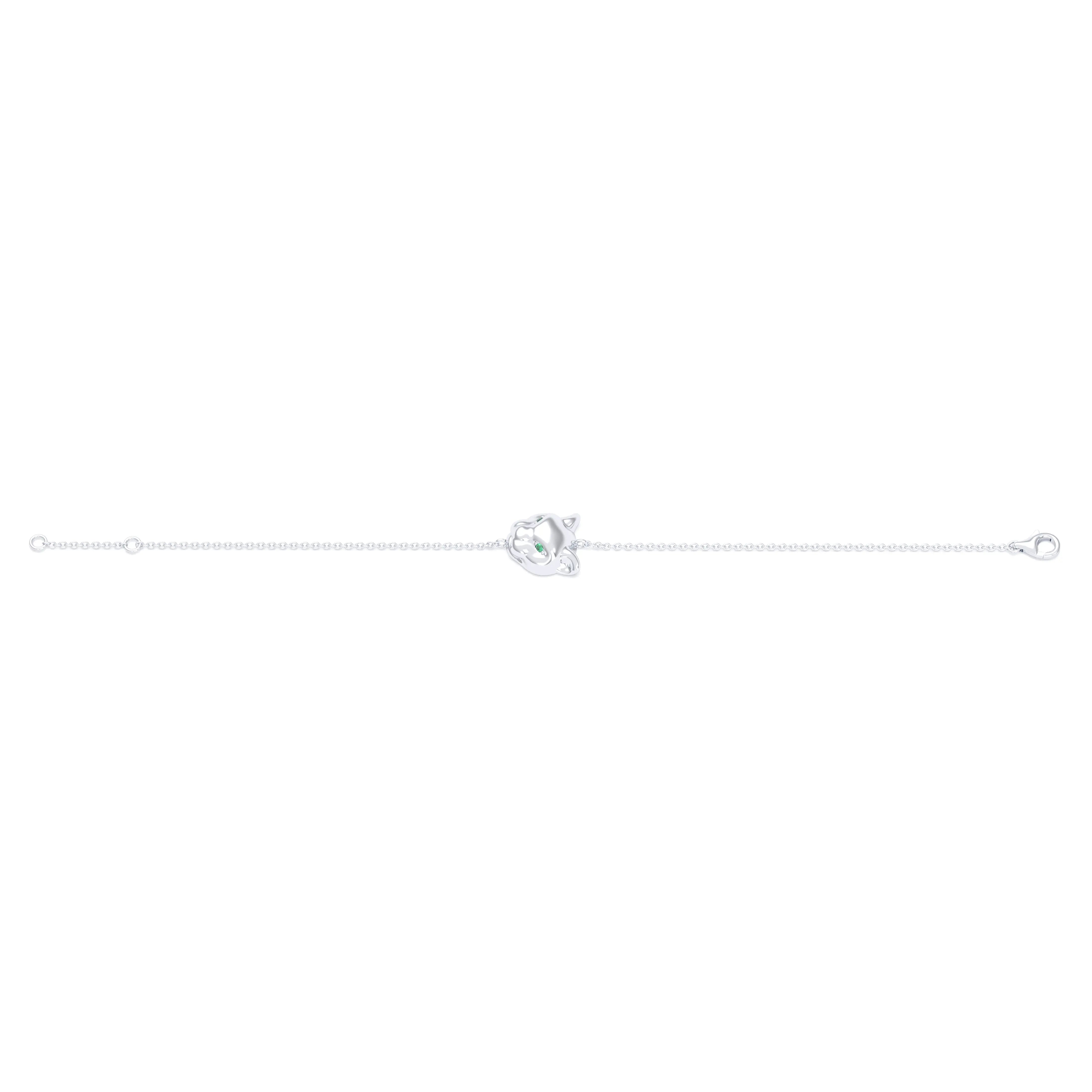 Bracelet Féline en or blanc 18 carats et pierres précieuses