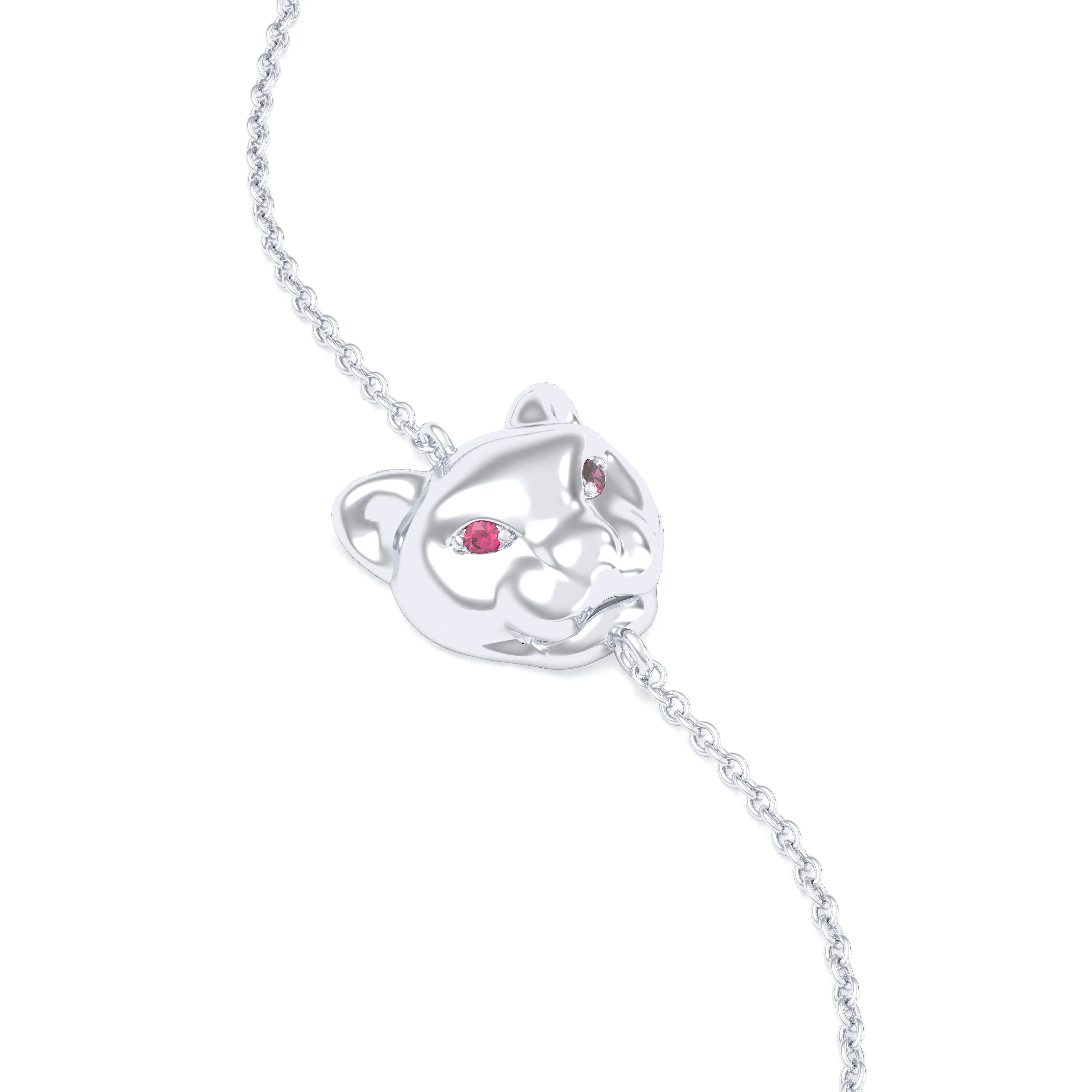 Bracelet Féline en or blanc 18 carats et pierres précieuses Rubis