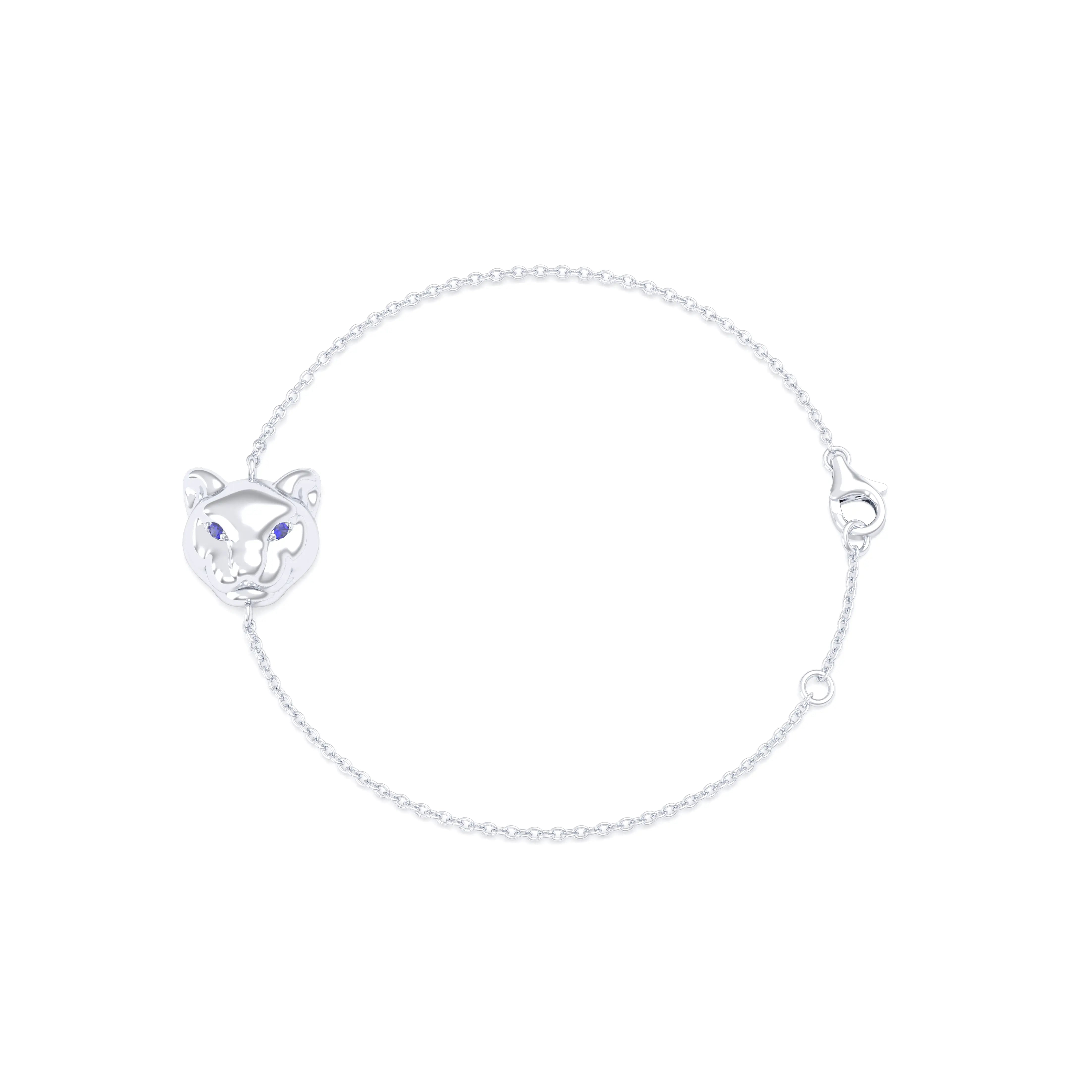 Bracelet Féline en or blanc 18 carats et pierres précieuses