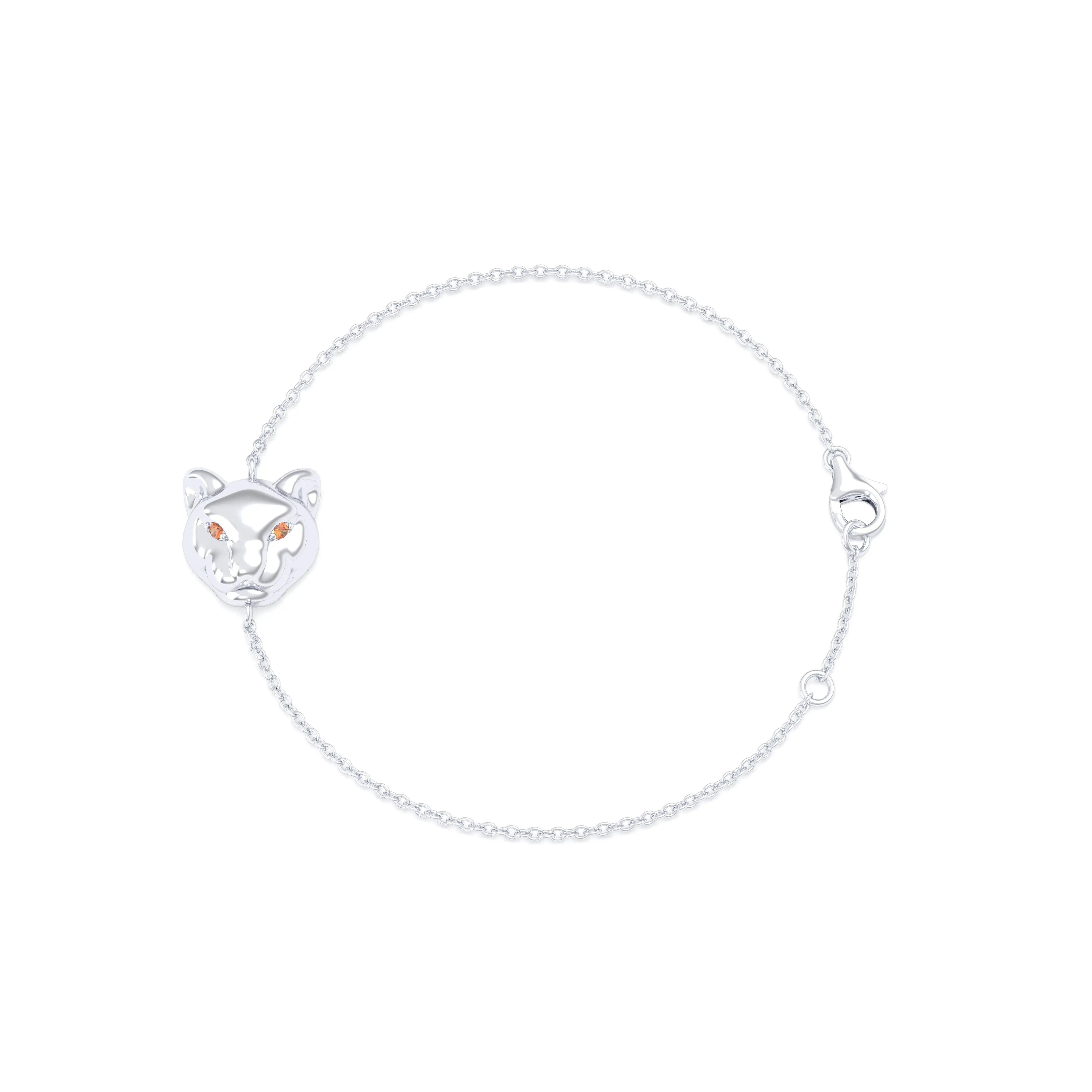 Bracelet Féline en or blanc 18 carats et pierres précieuses