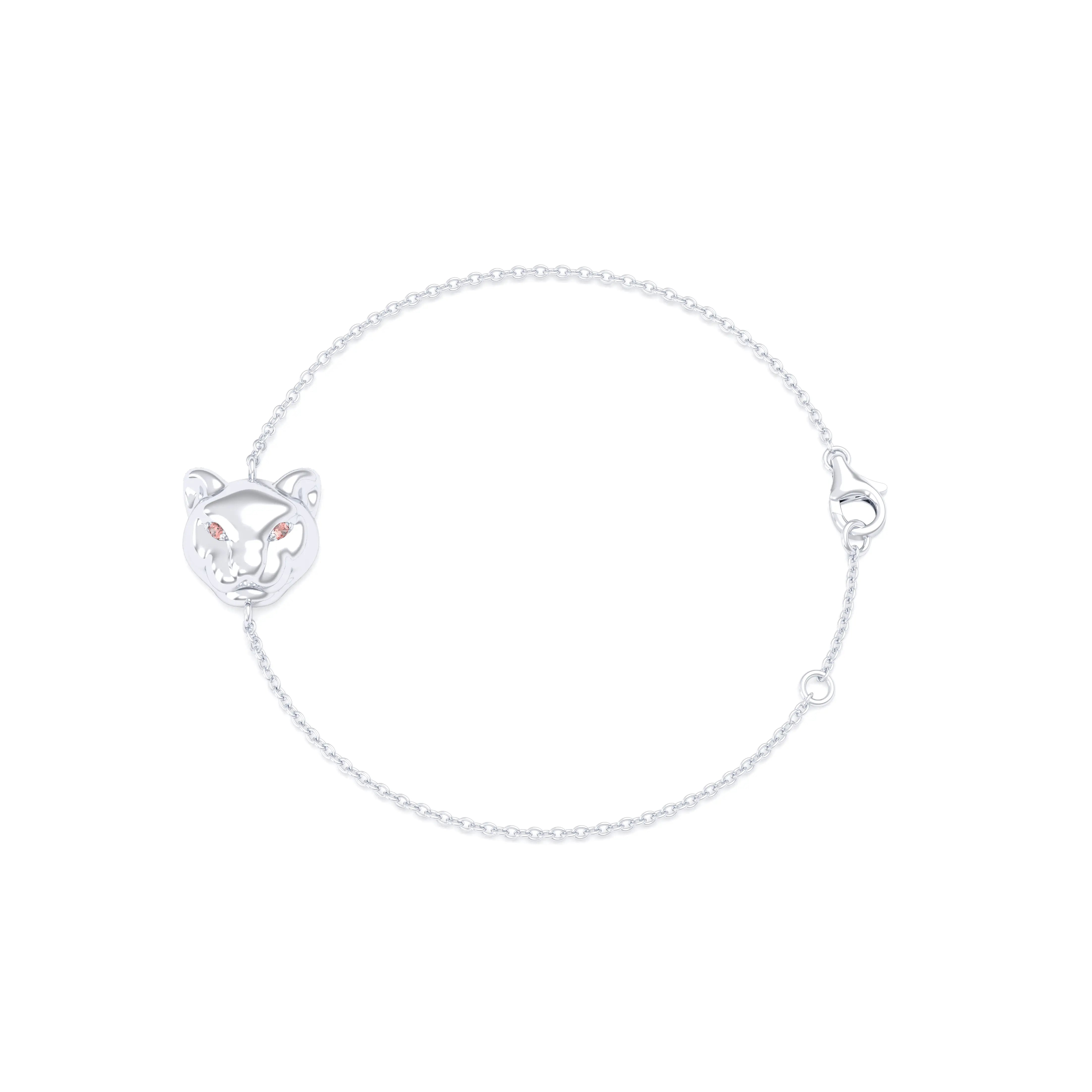 Bracelet Féline en or blanc 18 carats et pierres précieuses