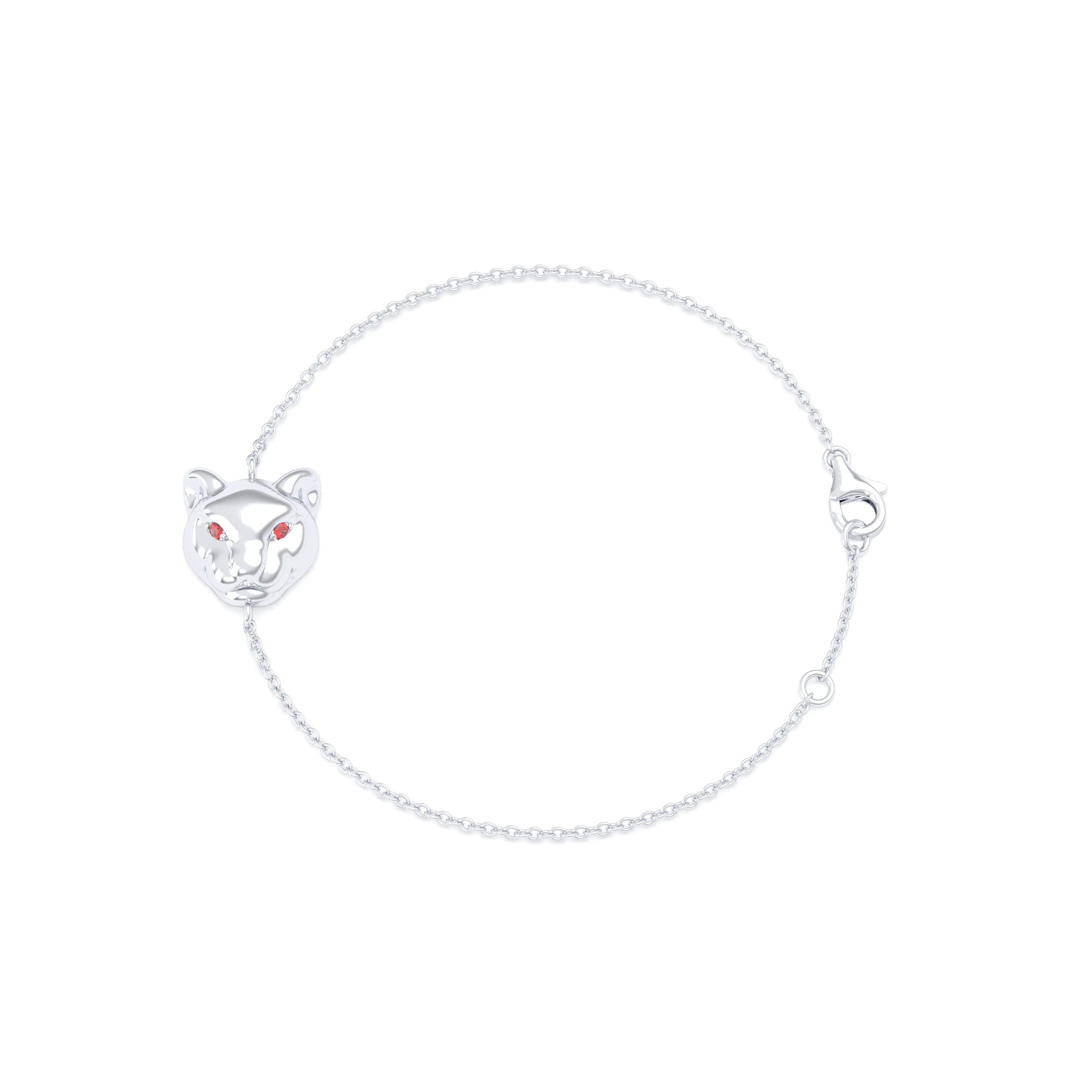 Bracelet Féline en or blanc 18 carats et pierres précieuses