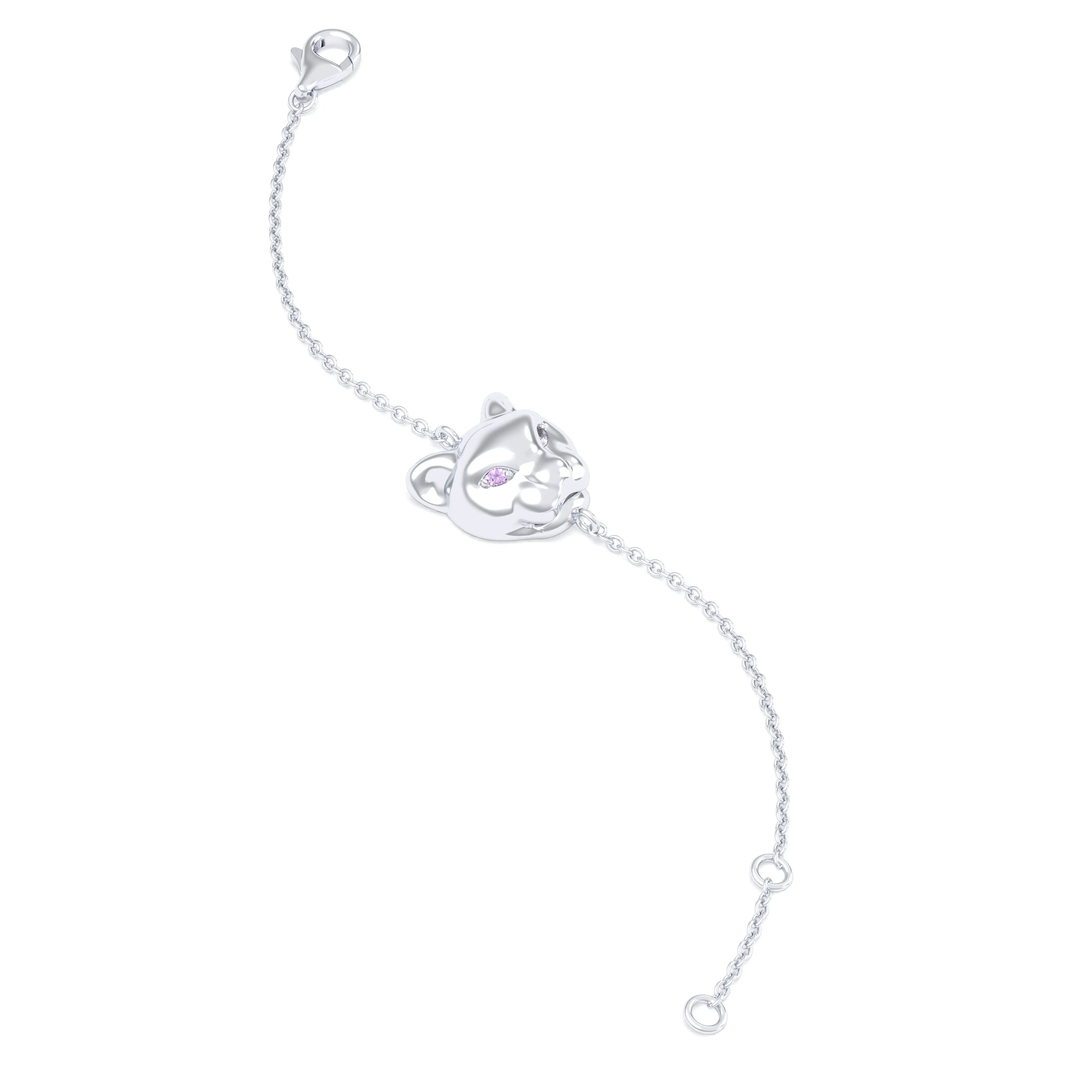 Bracelet Féline en or blanc 18 carats et pierres précieuses