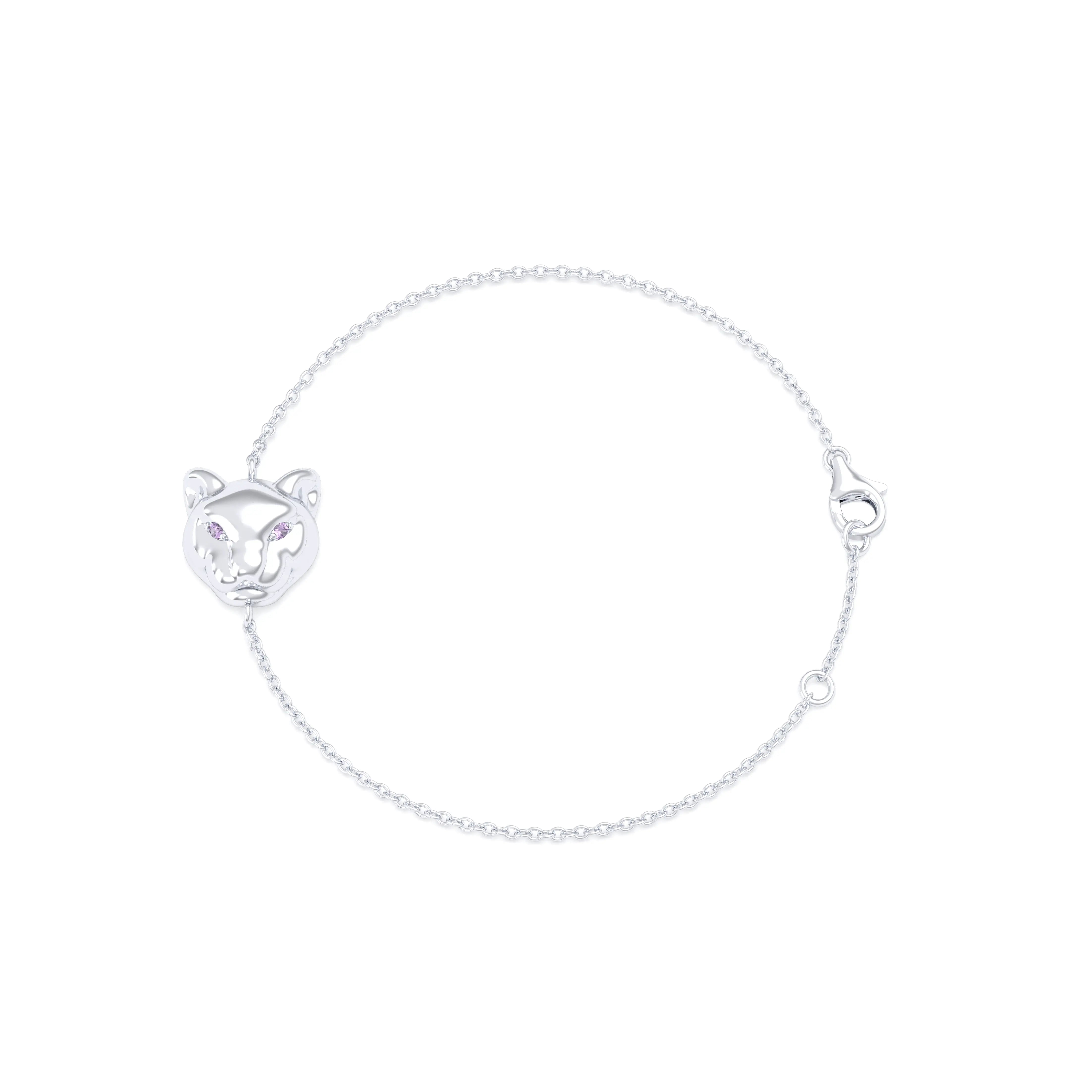 Bracelet Féline en or blanc 18 carats et pierres précieuses