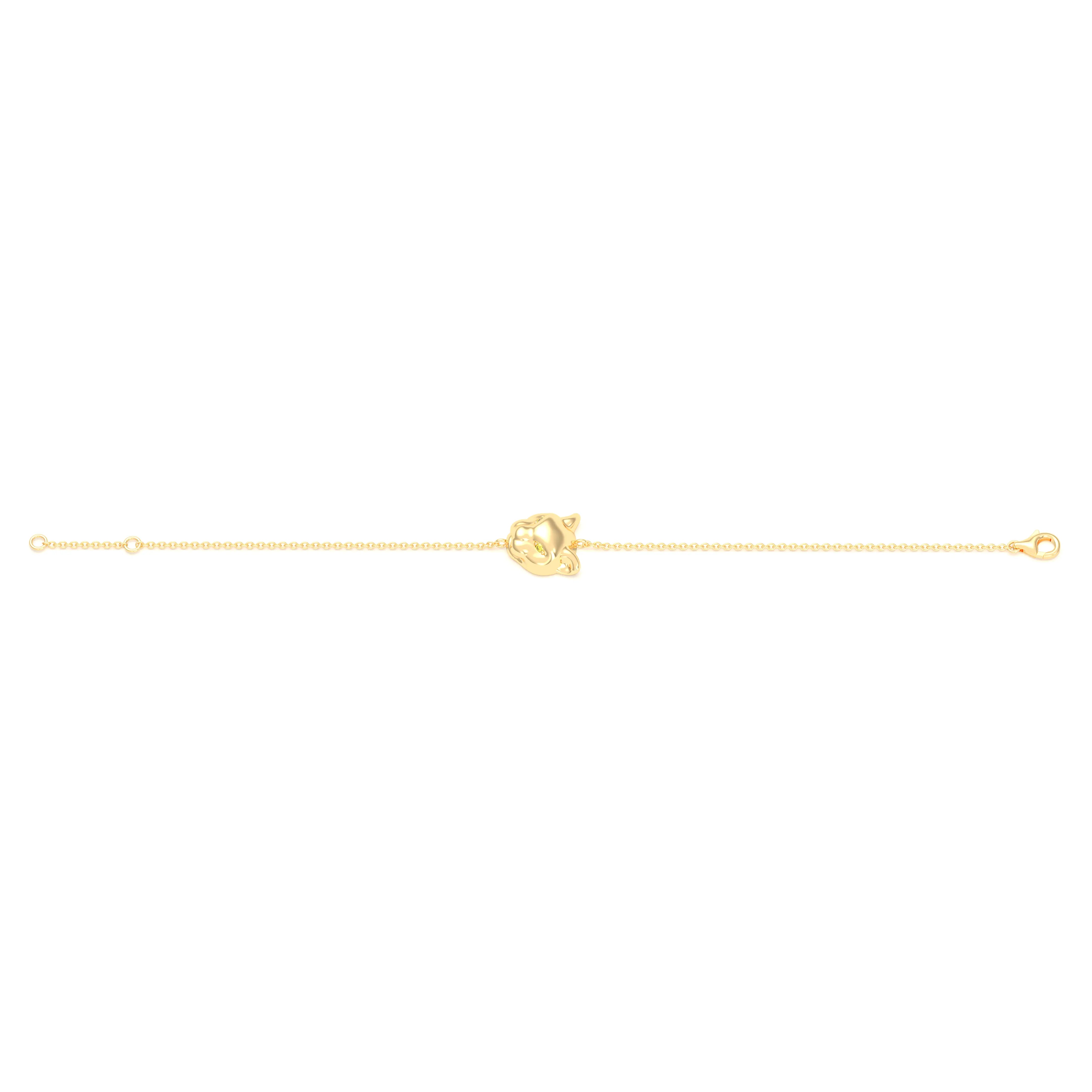 Bracelet Féline en or jaune 18 carats et pierres précieuses