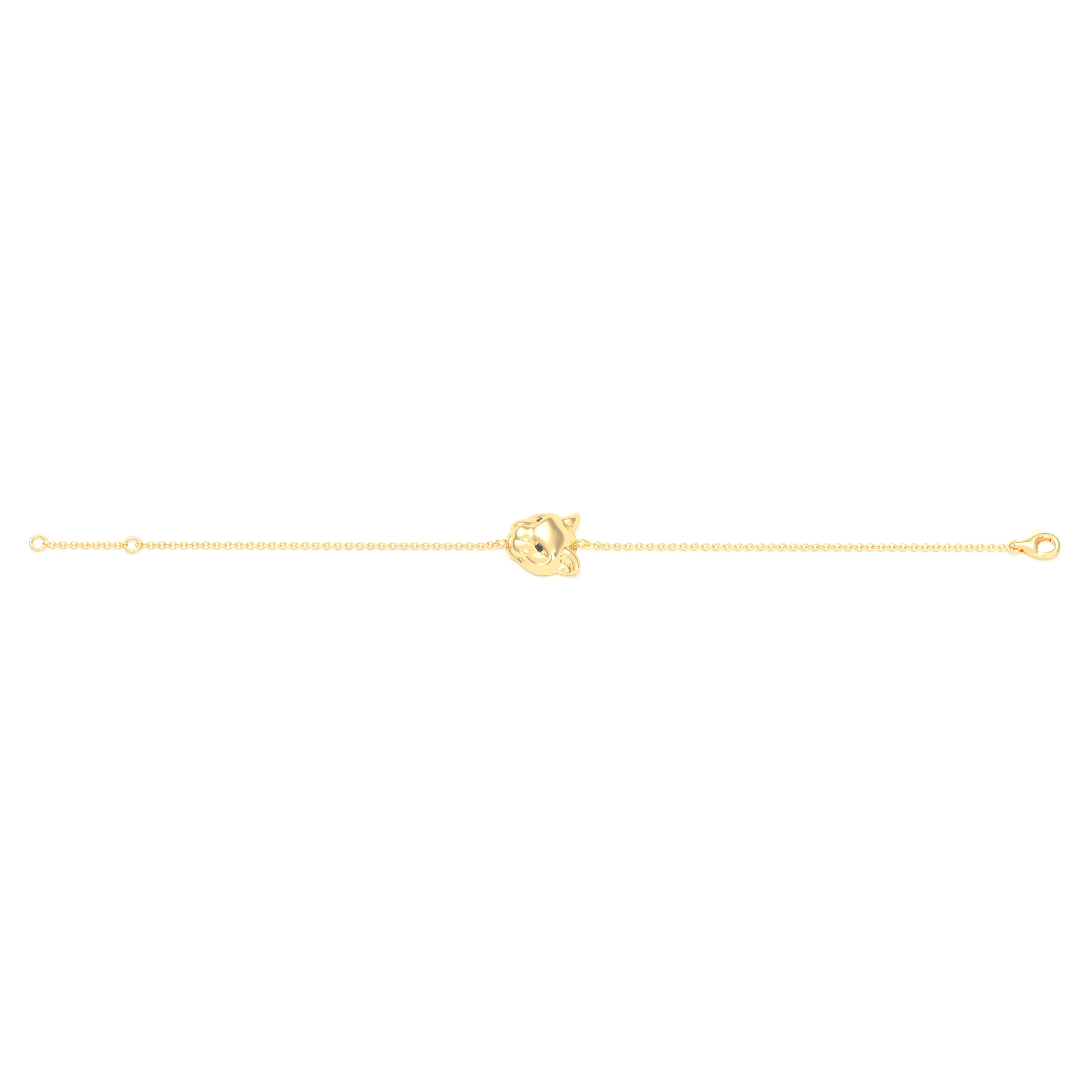 Bracelet Féline en or jaune 18 carats et pierres précieuses