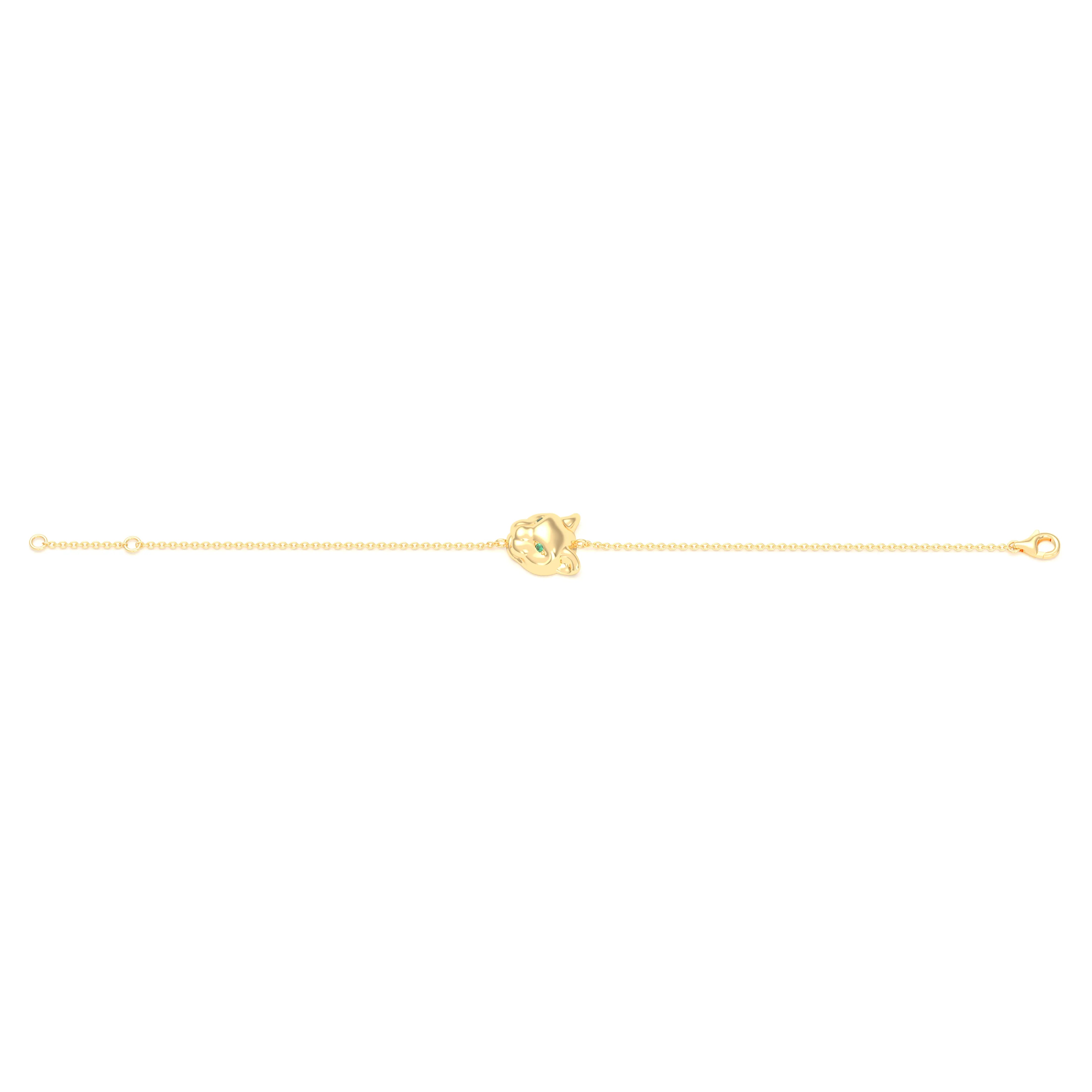Bracelet Féline en or jaune 18 carats et pierres précieuses