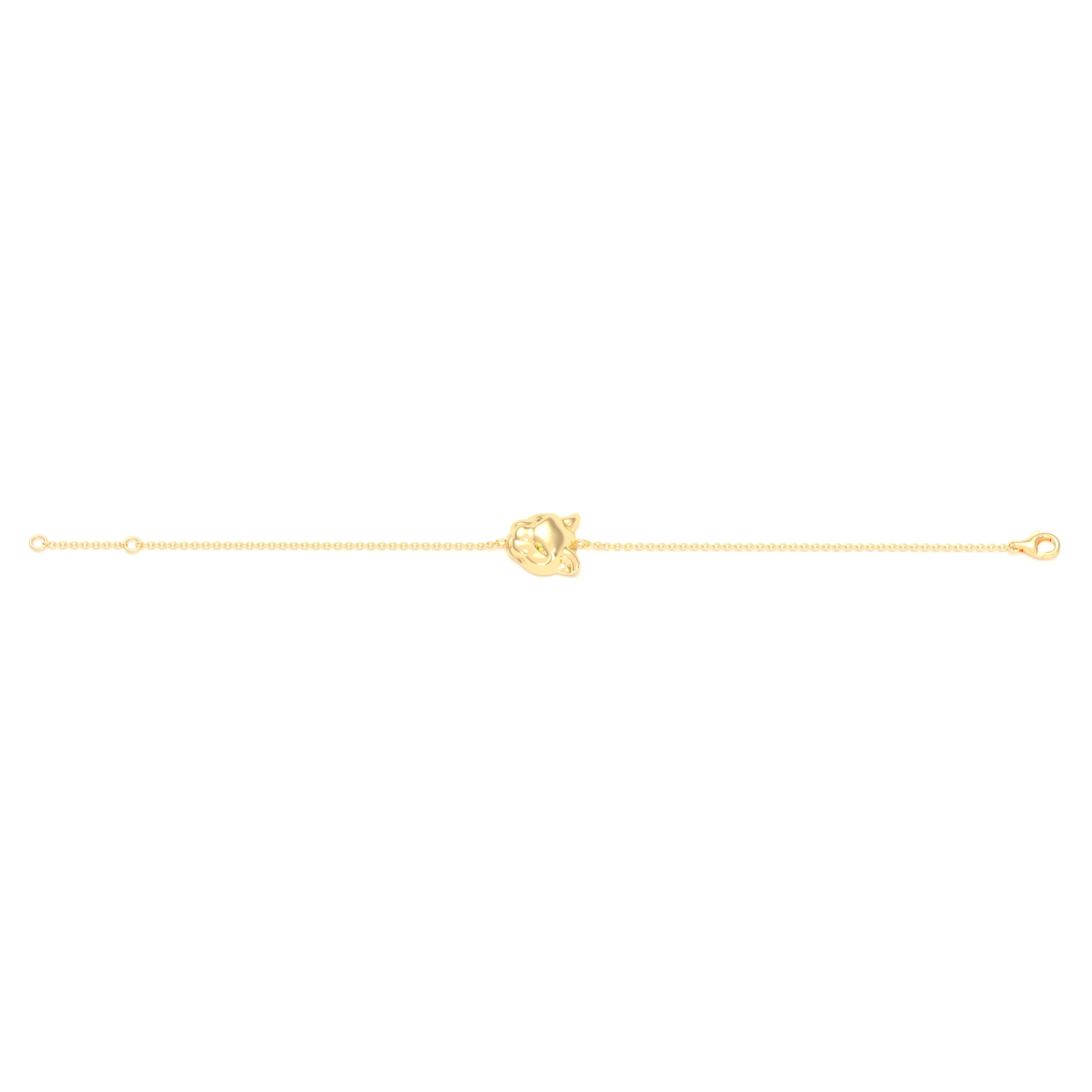 Bracelet Féline en or jaune 18 carats et pierres précieuses
