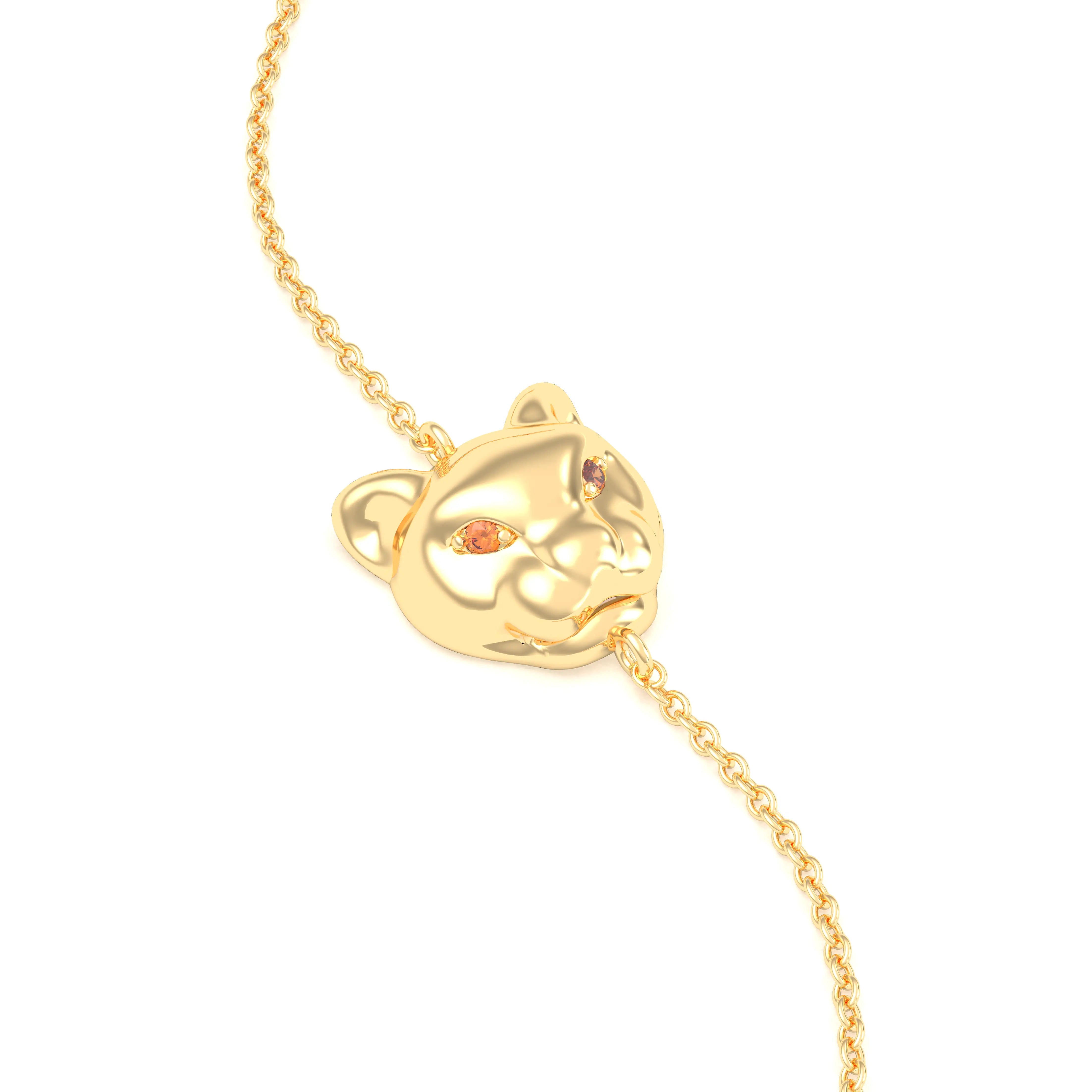 Bracelet Féline en or jaune 18 carats et pierres précieuses Saphir orange