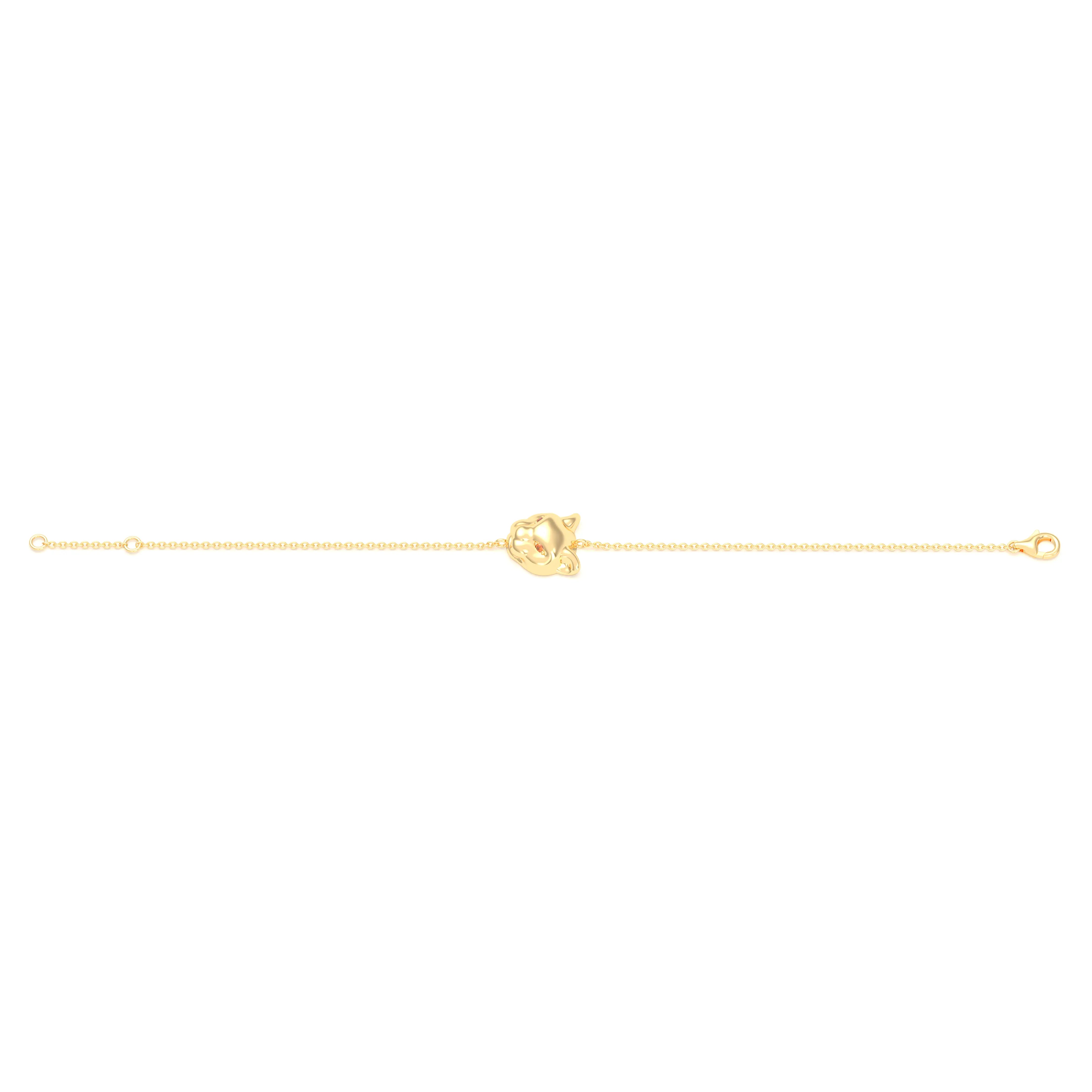 Bracelet Féline en or jaune 18 carats et pierres précieuses