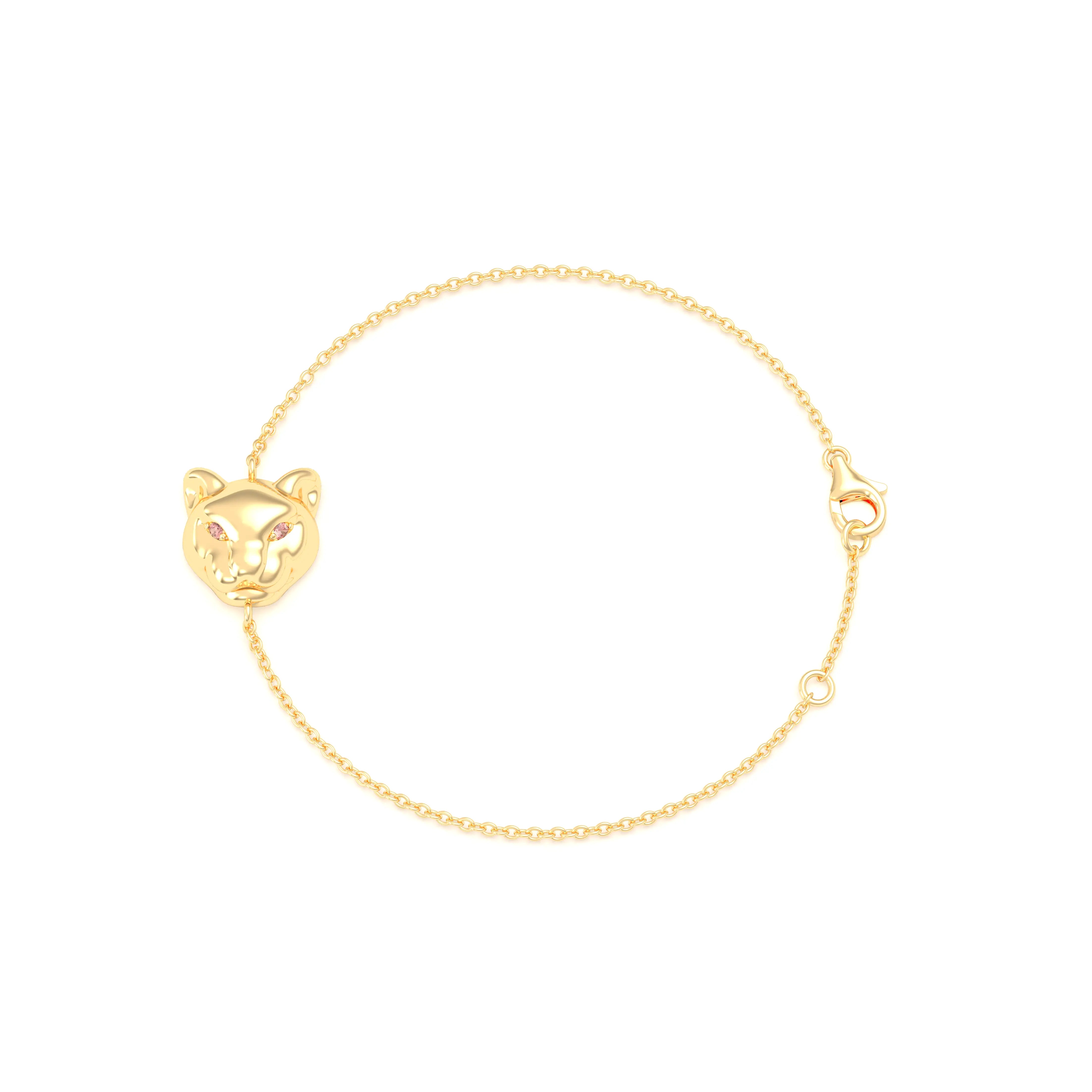 Bracelet Féline en or jaune 18 carats et pierres précieuses