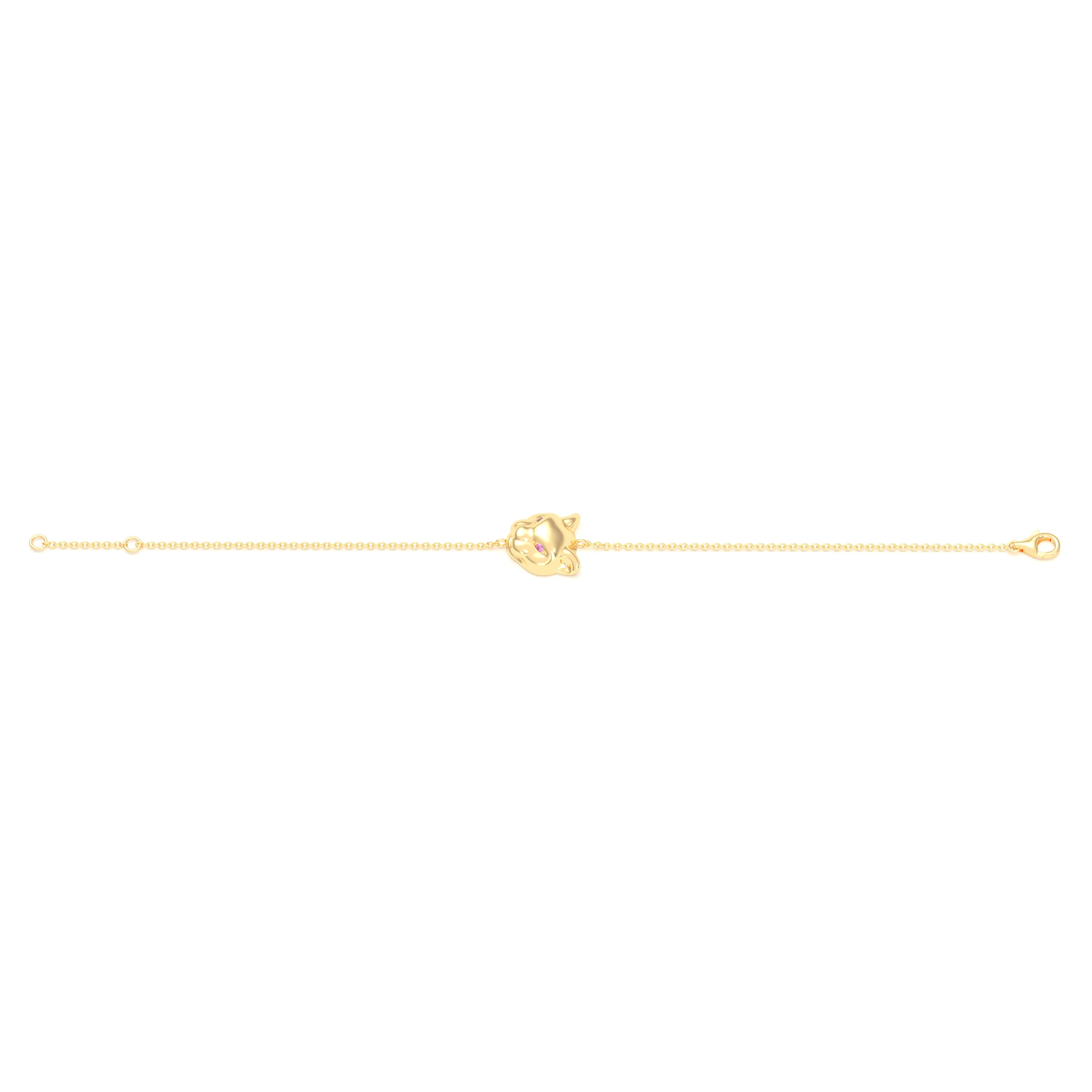 Bracelet Féline en or jaune 18 carats et pierres précieuses