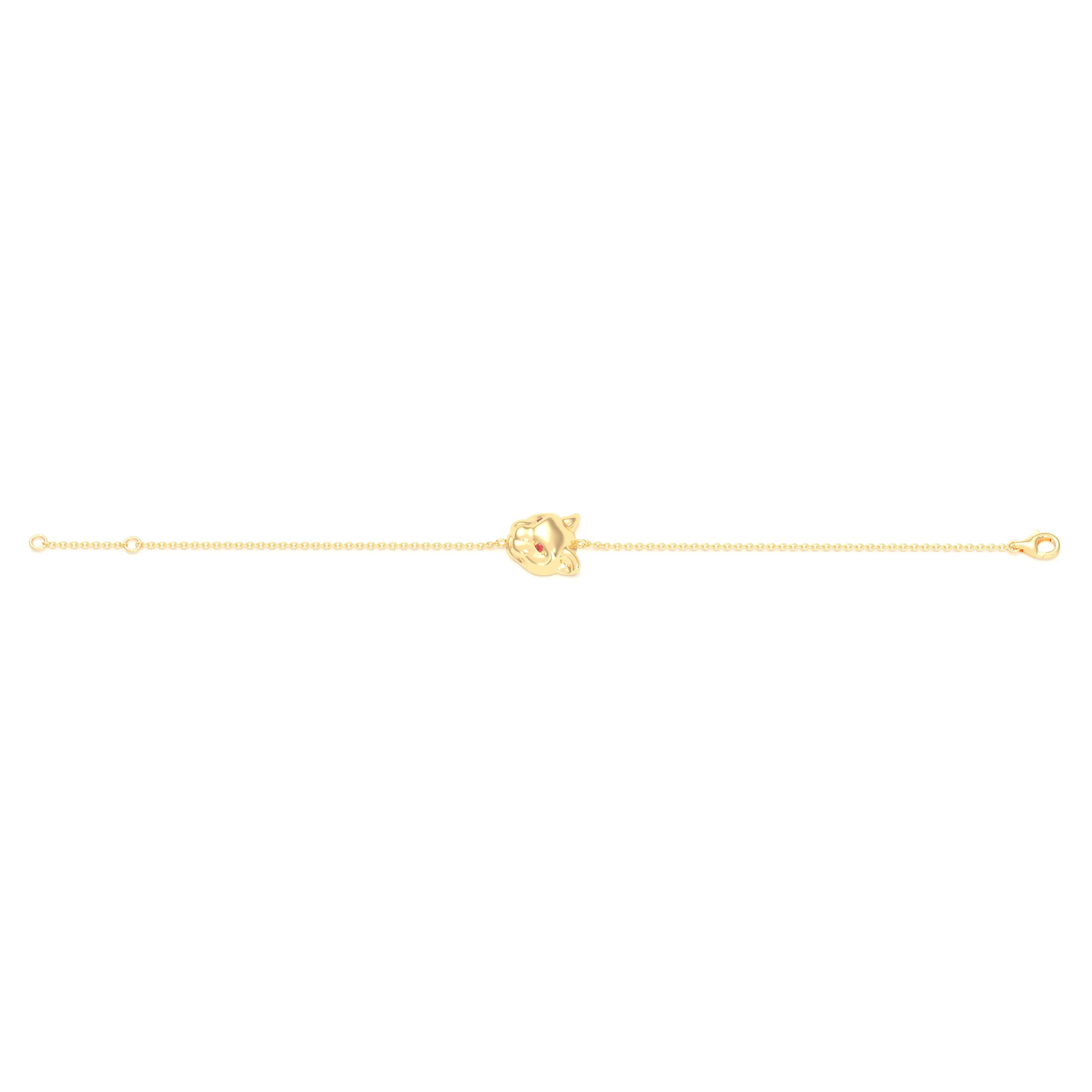 Bracelet Féline en or jaune 18 carats et pierres précieuses