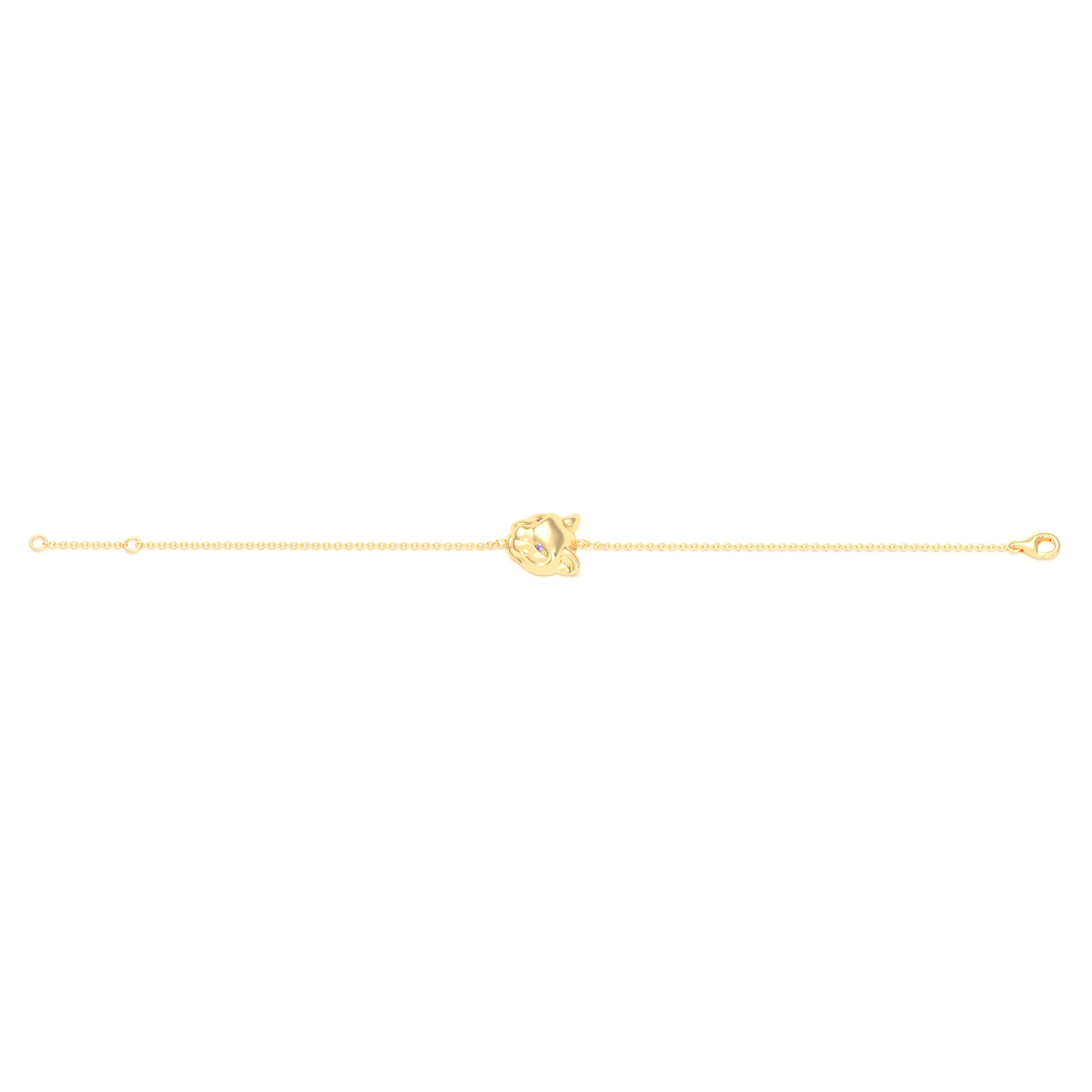Bracelet Féline en or jaune 18 carats et pierres précieuses