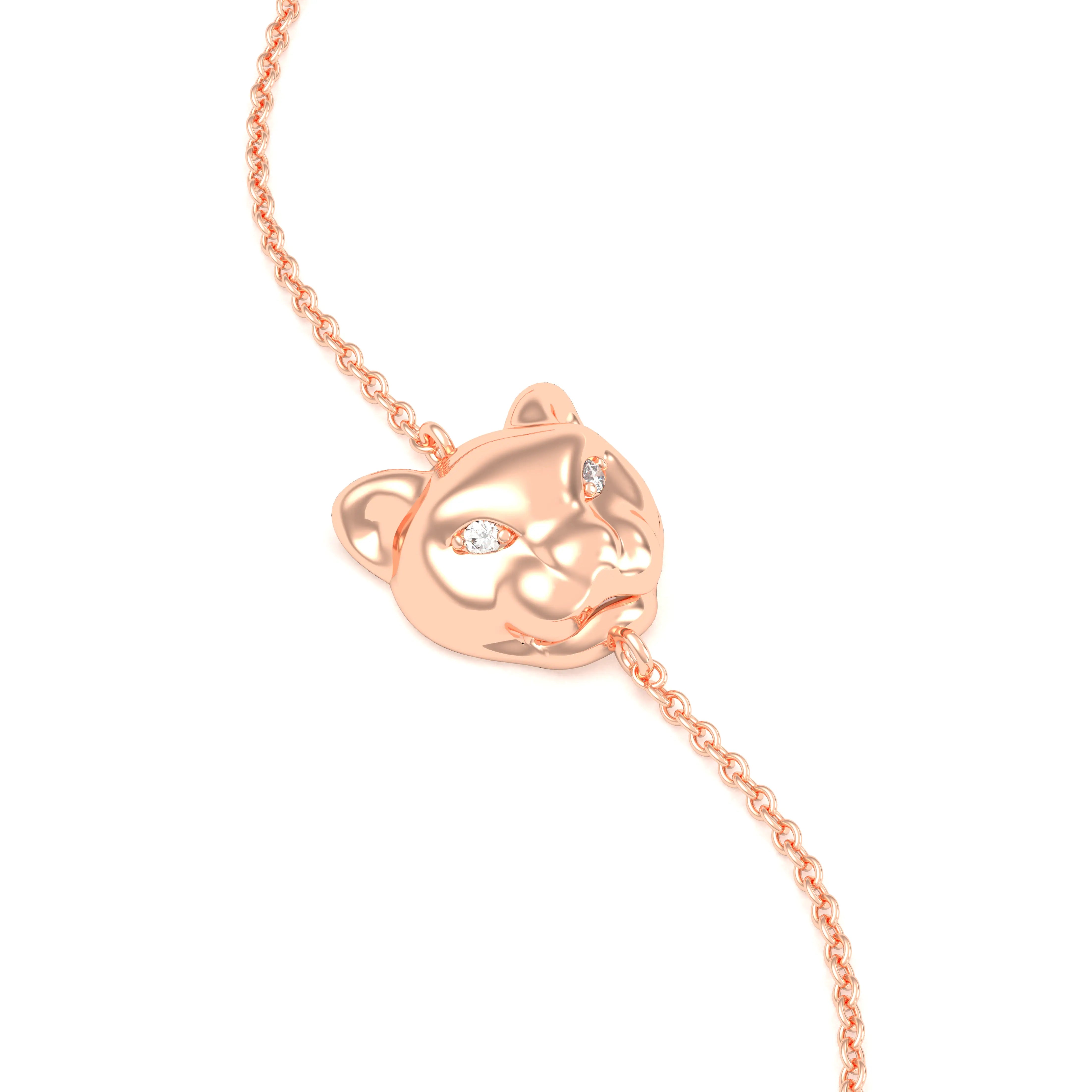 Bracelet Féline en or rose 18 carats et pierres précieuses Diamant