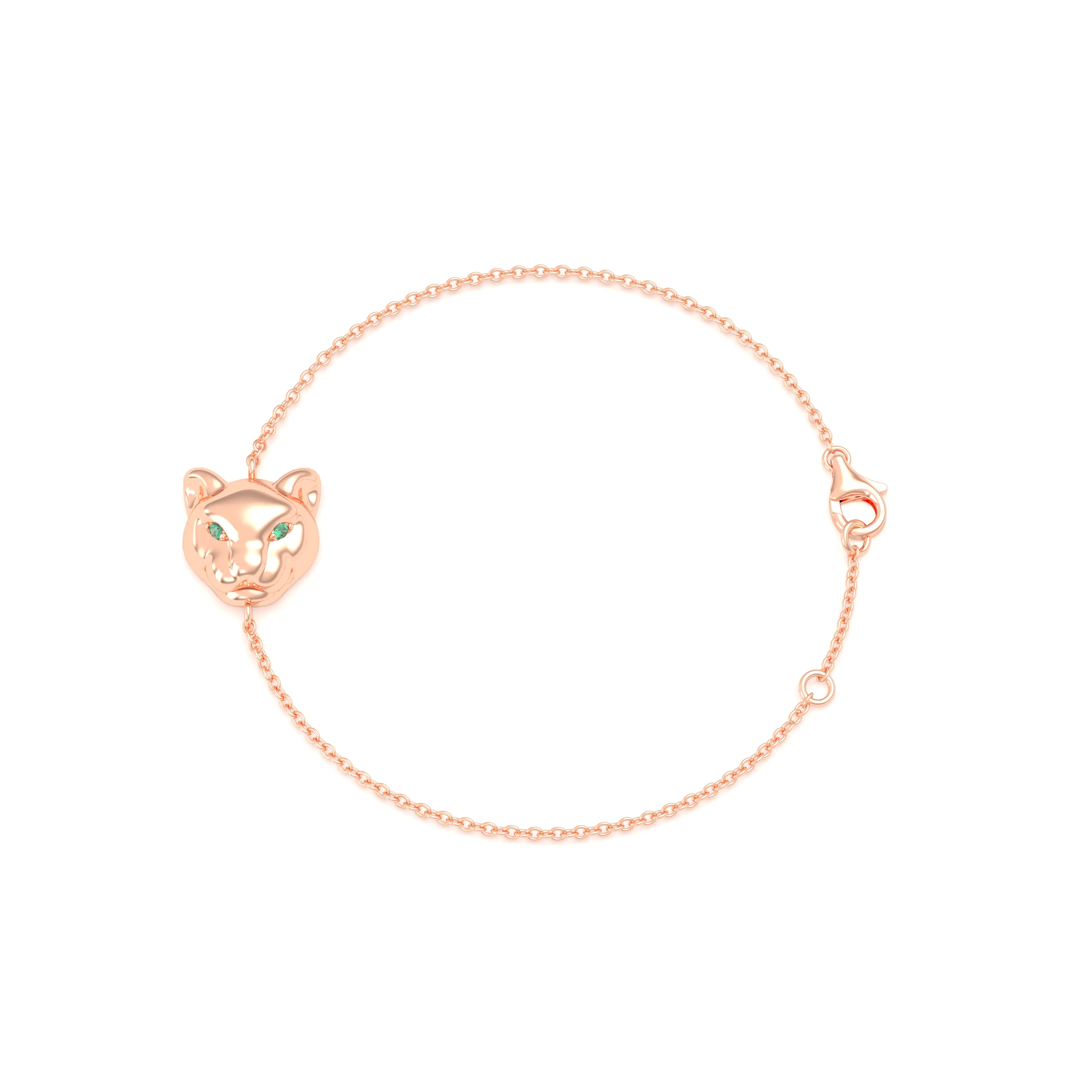 Bracelet Féline en or rose 18 carats et pierres précieuses