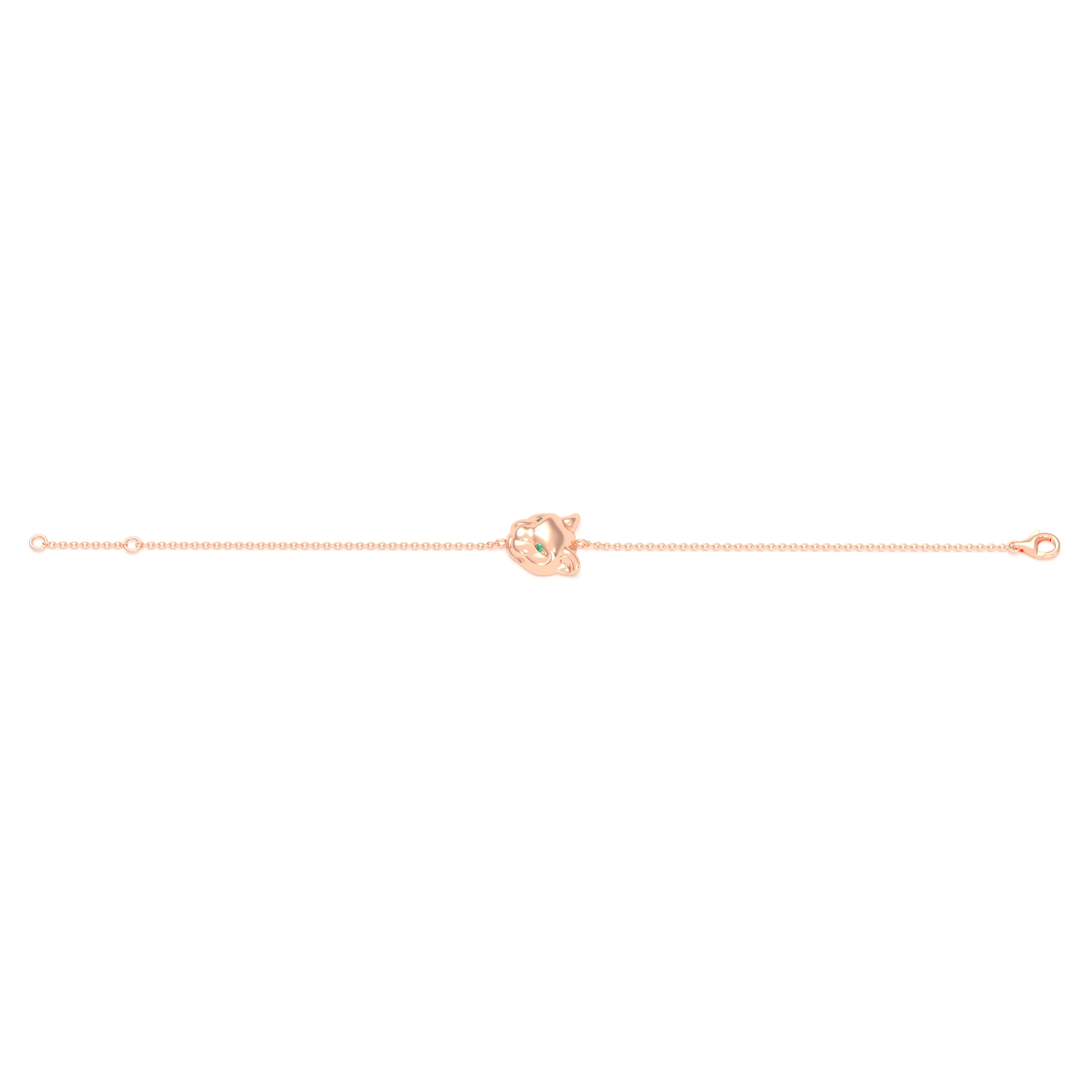 Bracelet Féline en or rose 18 carats et pierres précieuses