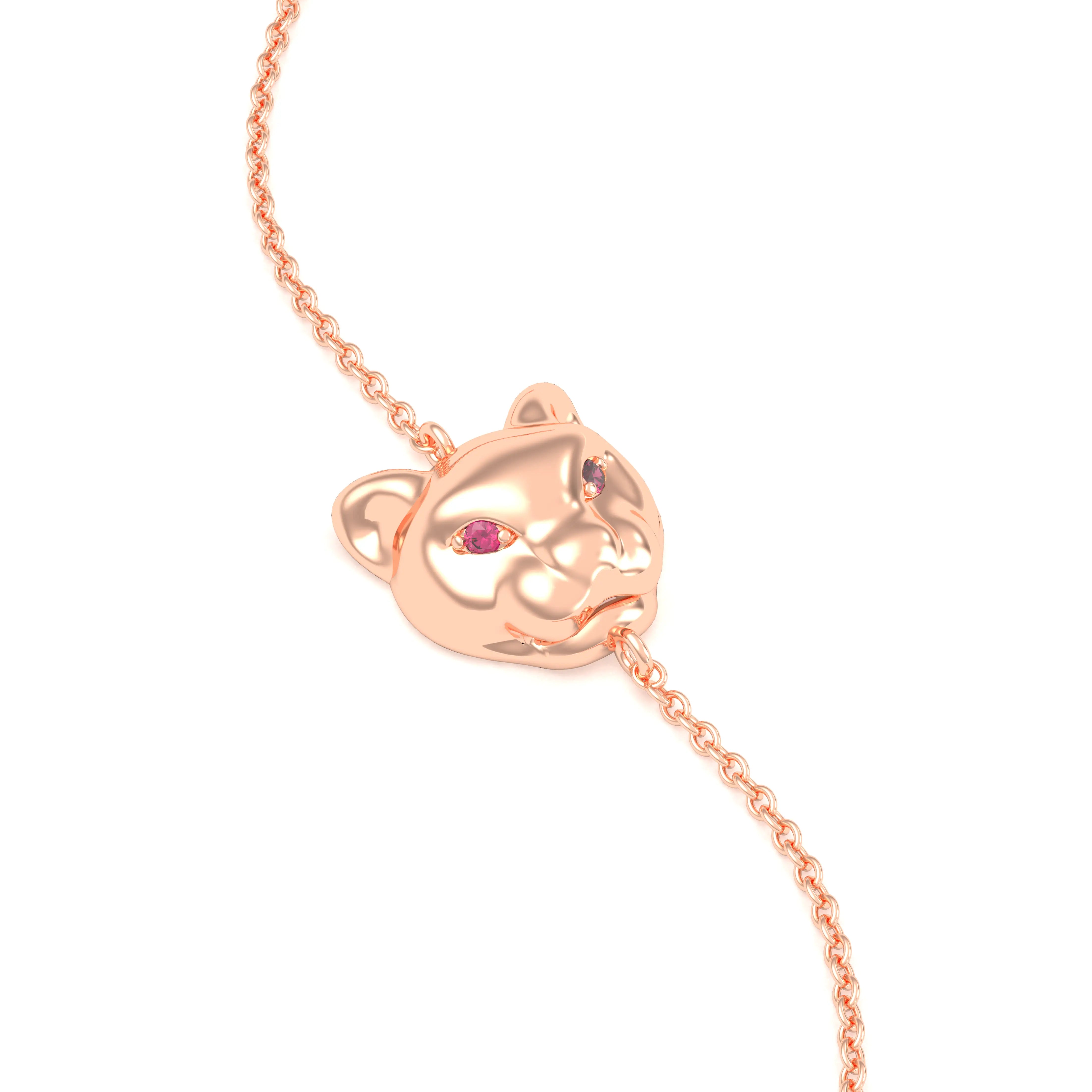 Bracelet Féline en or rose 18 carats et pierres précieuses Rubis