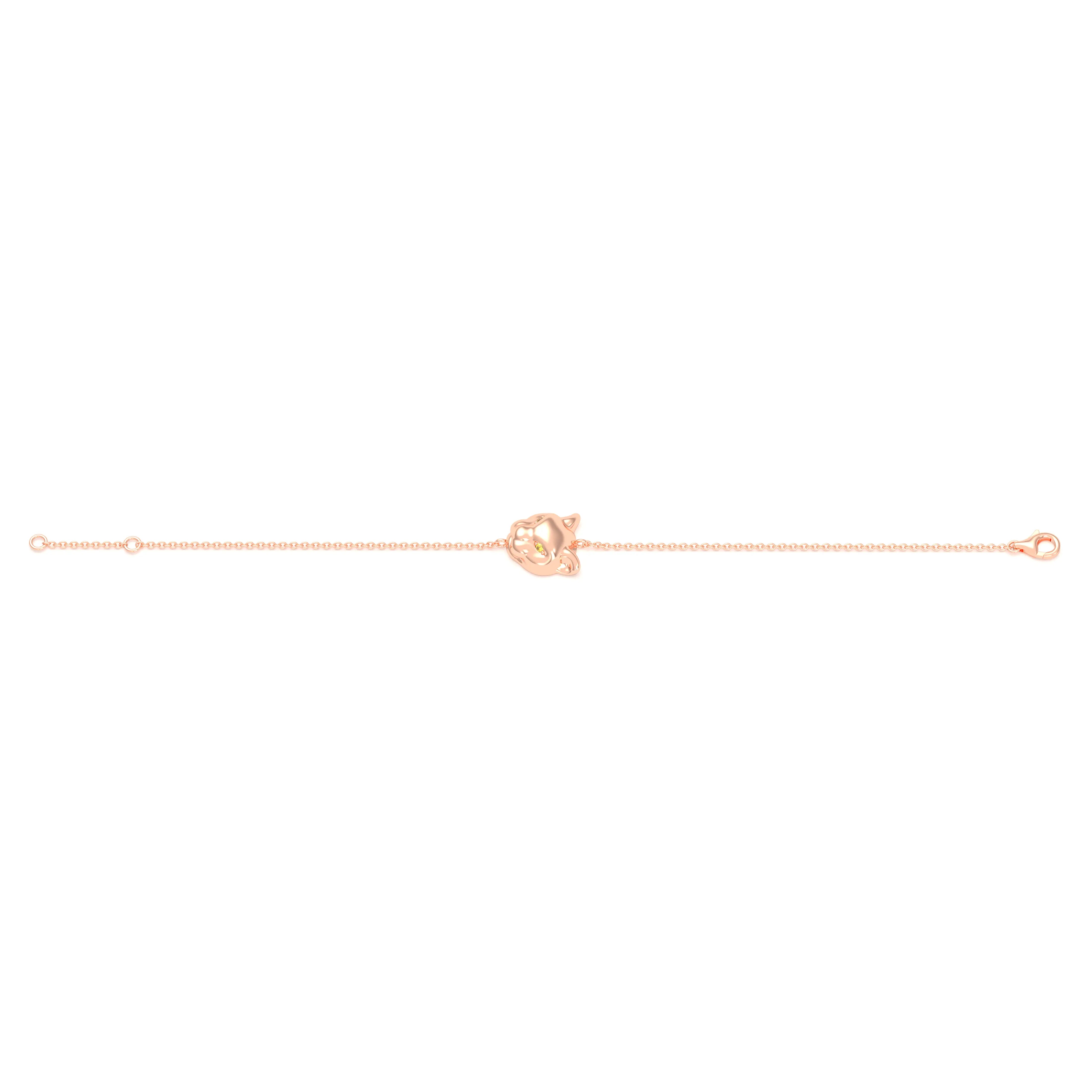 Bracelet Féline en or rose 18 carats et pierres précieuses