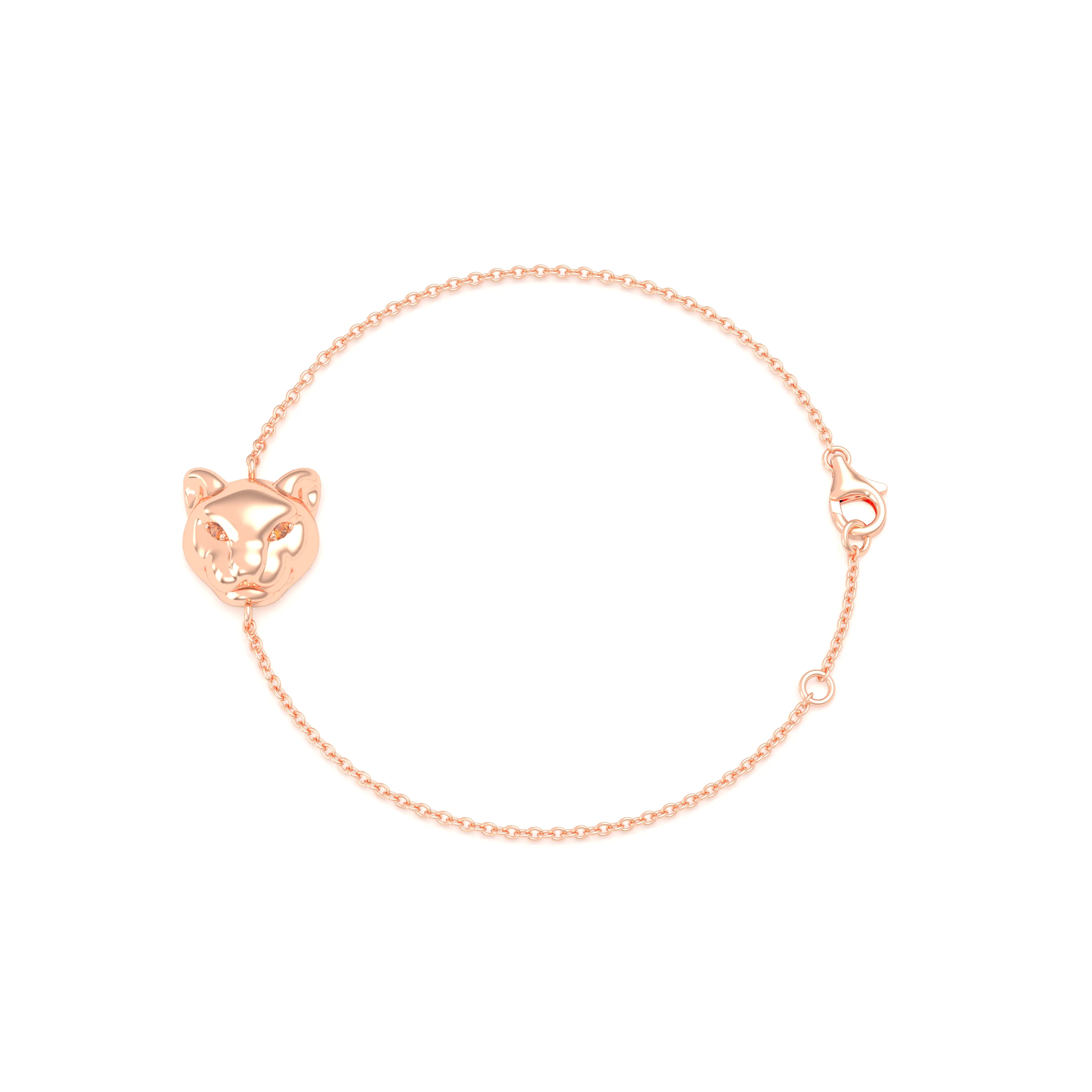 Bracelet Féline en or rose 18 carats et pierres précieuses