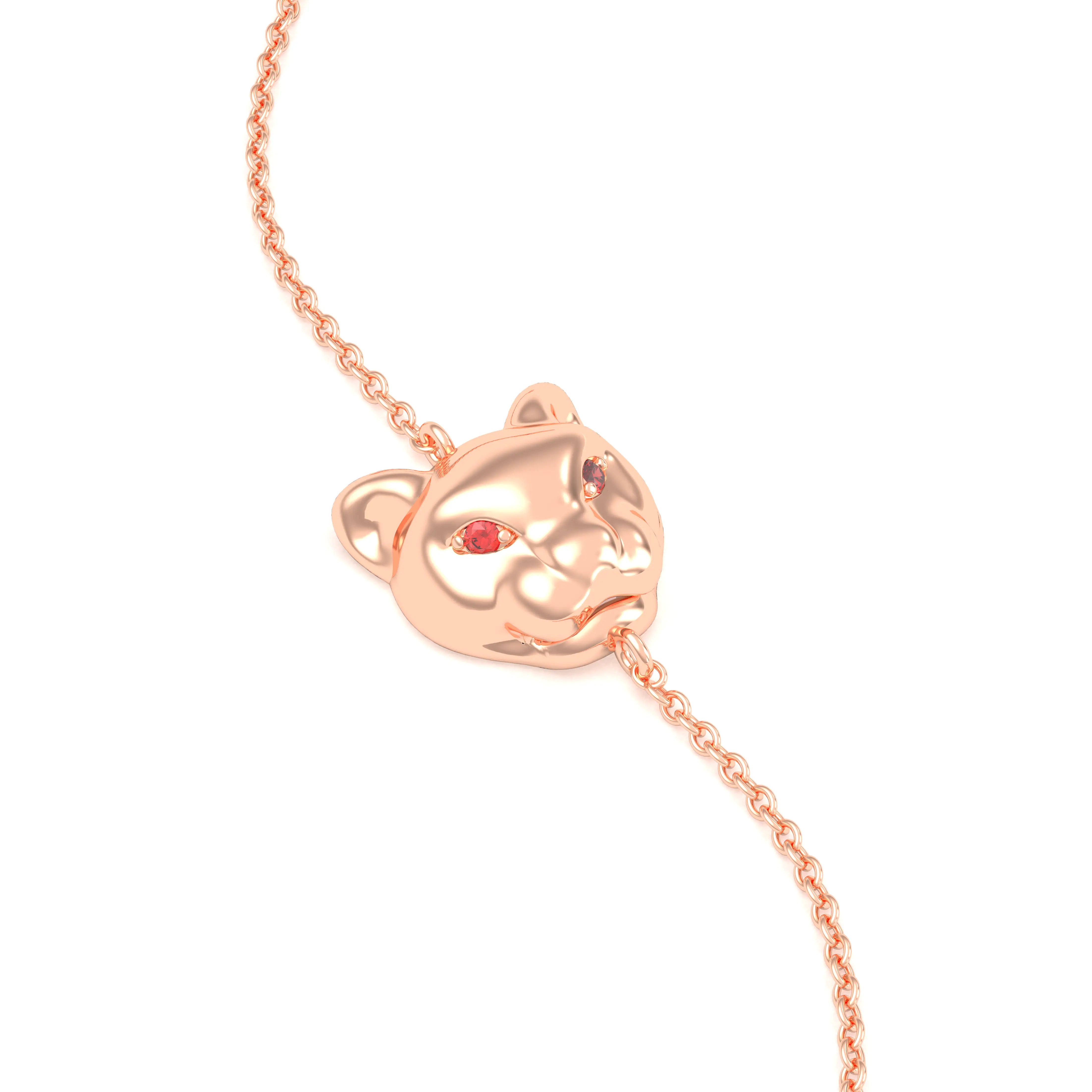 Bracelet Féline en or rose 18 carats et pierres précieuses