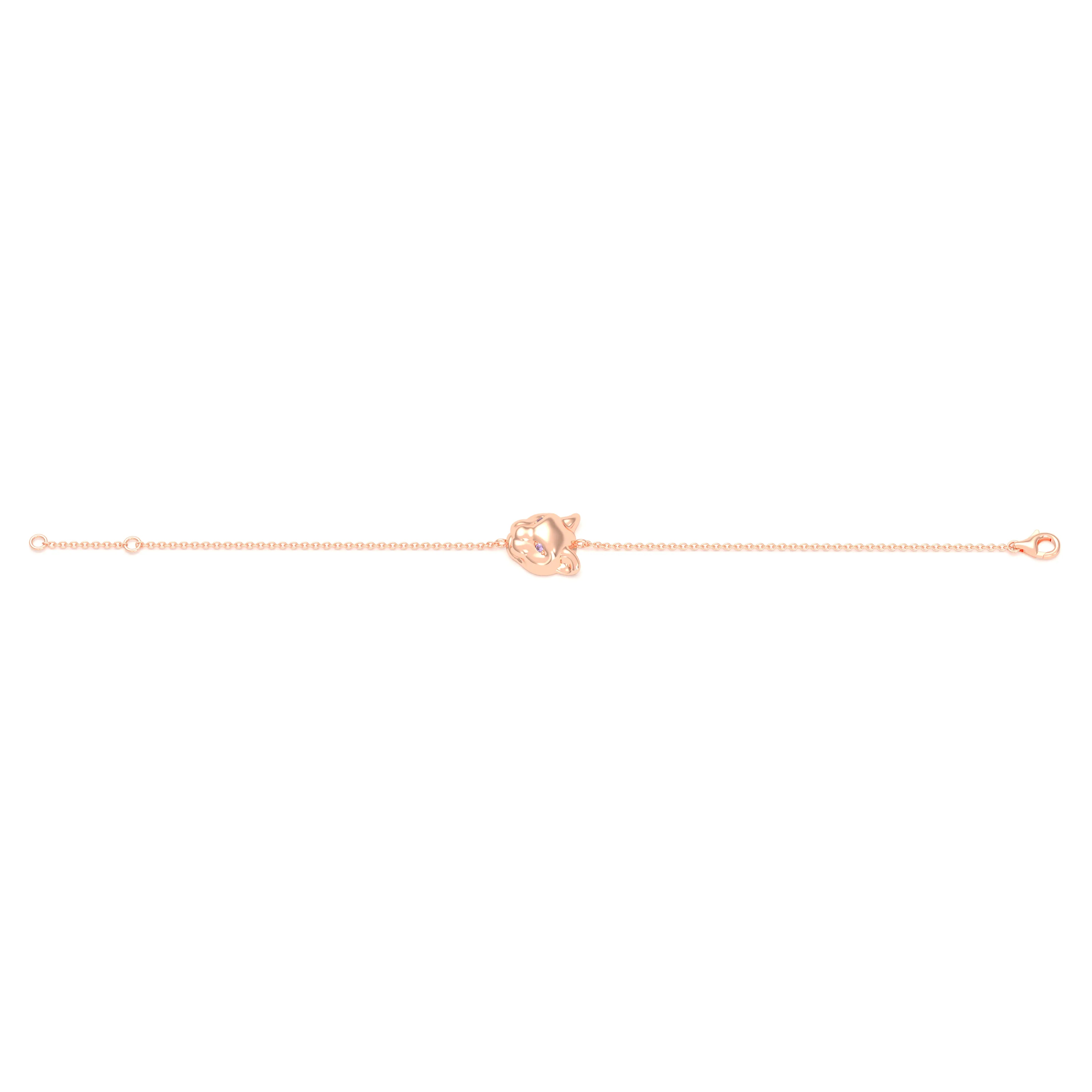 Bracelet Féline en or rose 18 carats et pierres précieuses