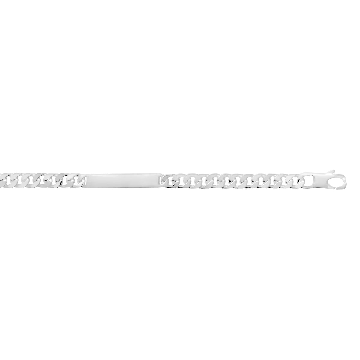 Bracelet gourmette identité large en argent 925 rhodié homme