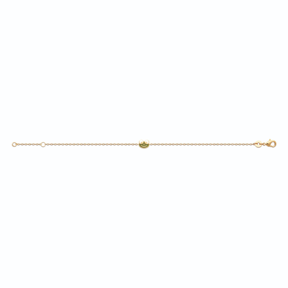 Bracelet grenouille verte enfant en plaqué or, 16 cm