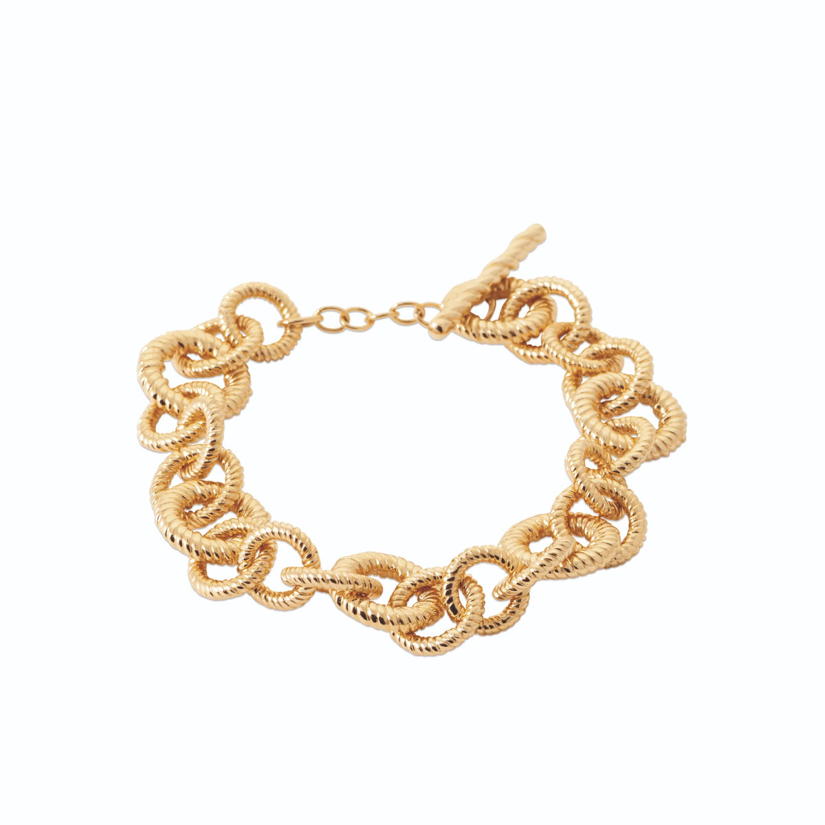 Bracelet gros maillons ronds texturés en plaqué or