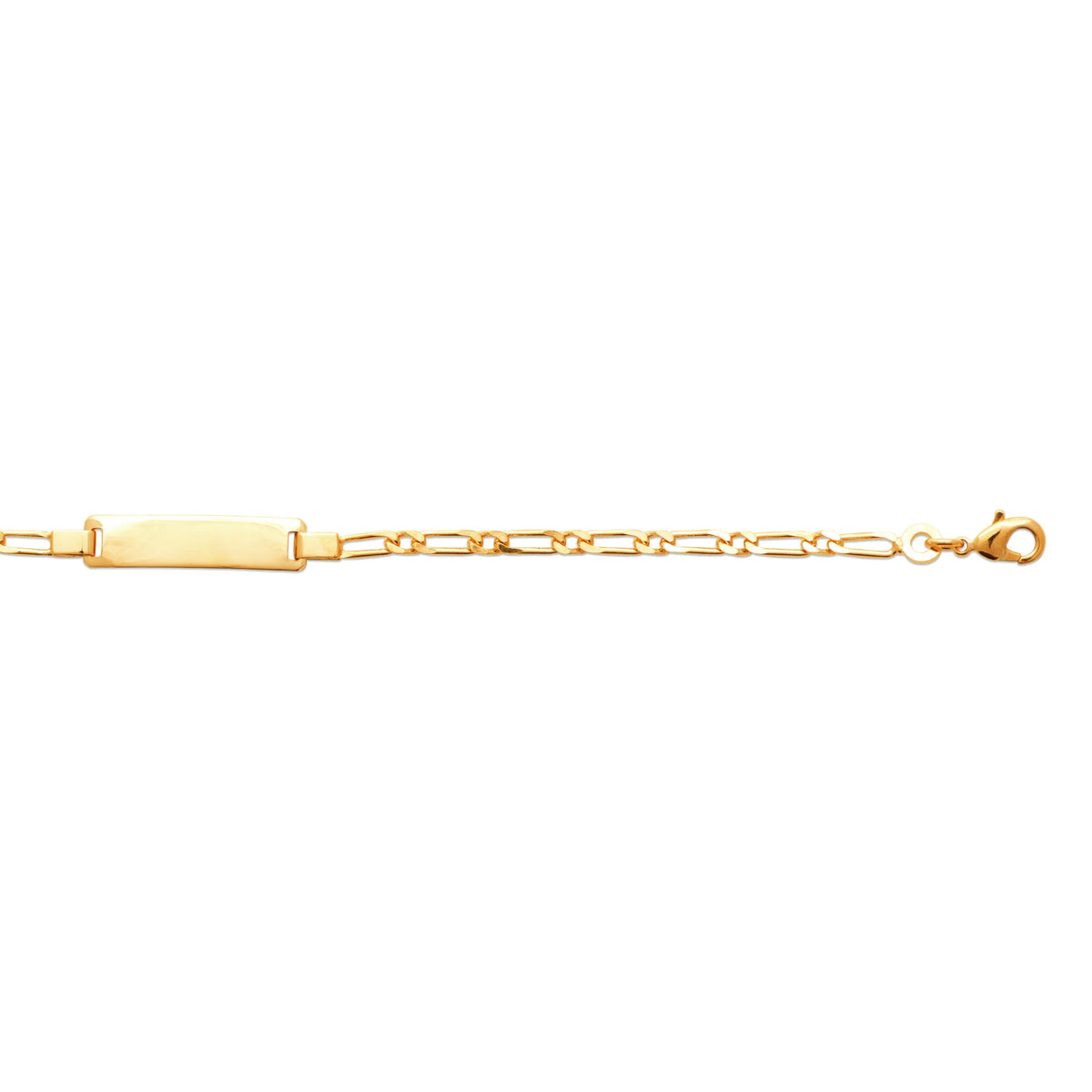 Bracelet identité enfant maille figaro 2,5 mm en plaqué or, 16 cm