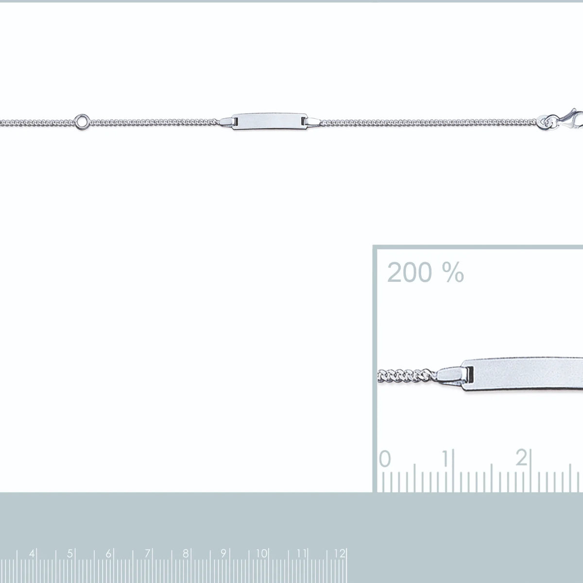Bracelet identité enfant maille gourmette 1,4 mm en argent 925 rhodié, 15 cm