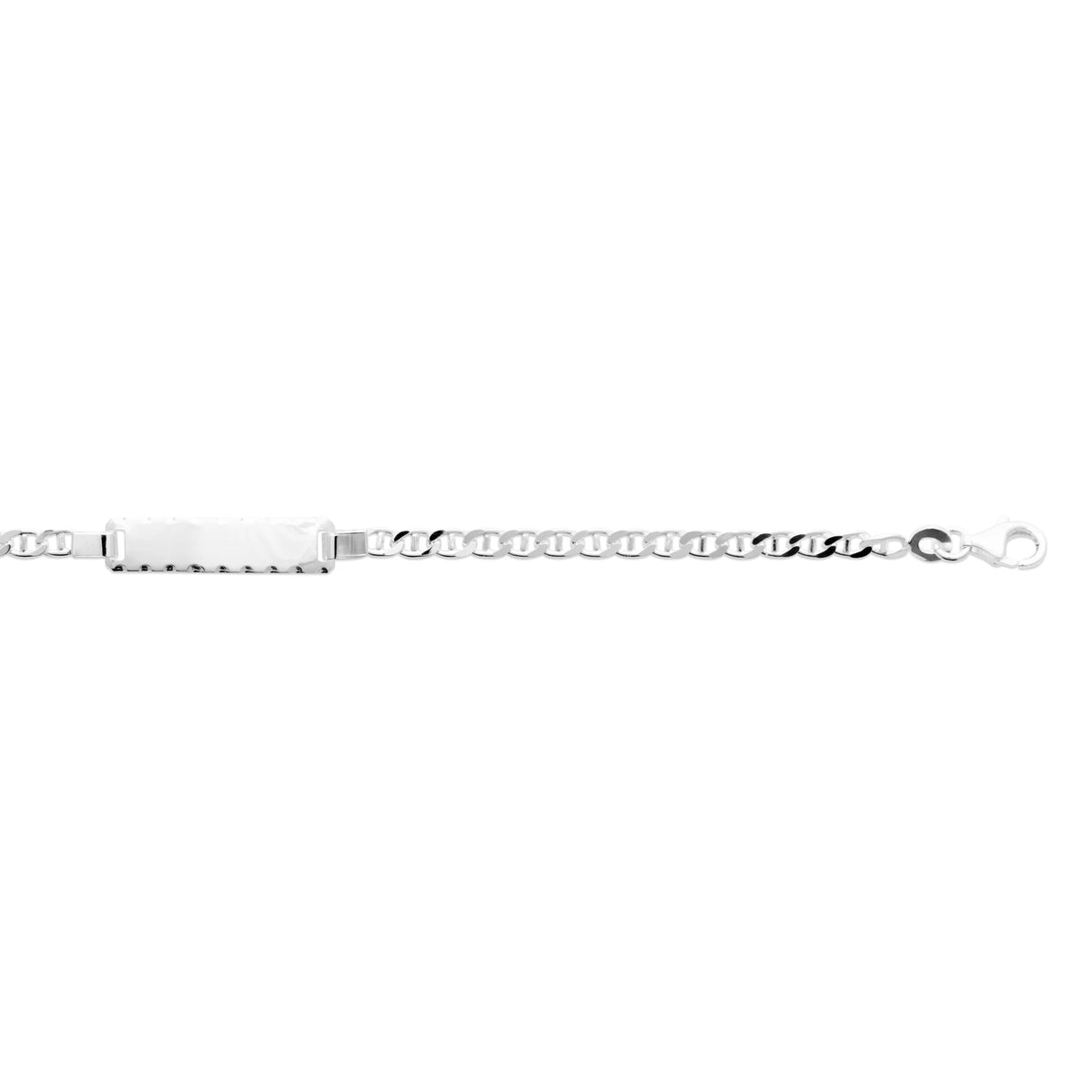 Bracelet identité enfant maille large 3,2 mm en argent 925, 16 cm