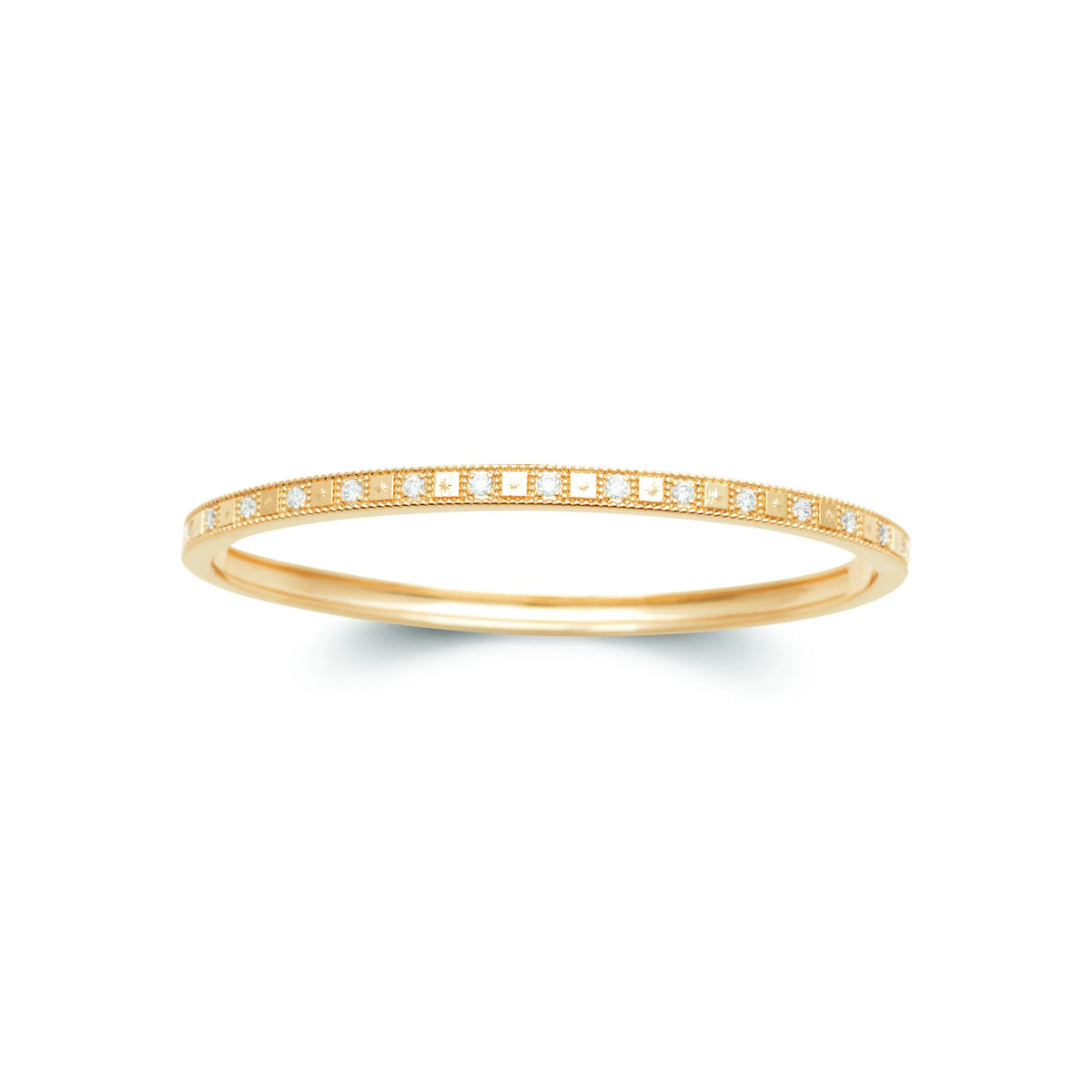 Bracelet jonc fin à ligne de zircons espacés en plaqué or