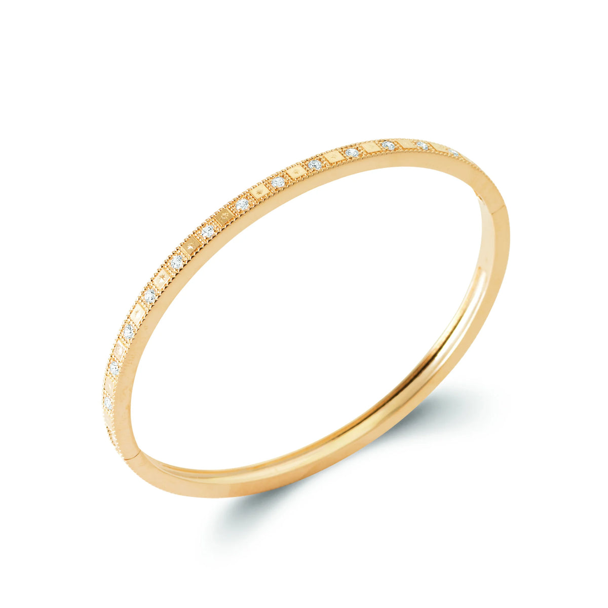 Bracelet jonc fin à ligne de zircons espacés en plaqué or