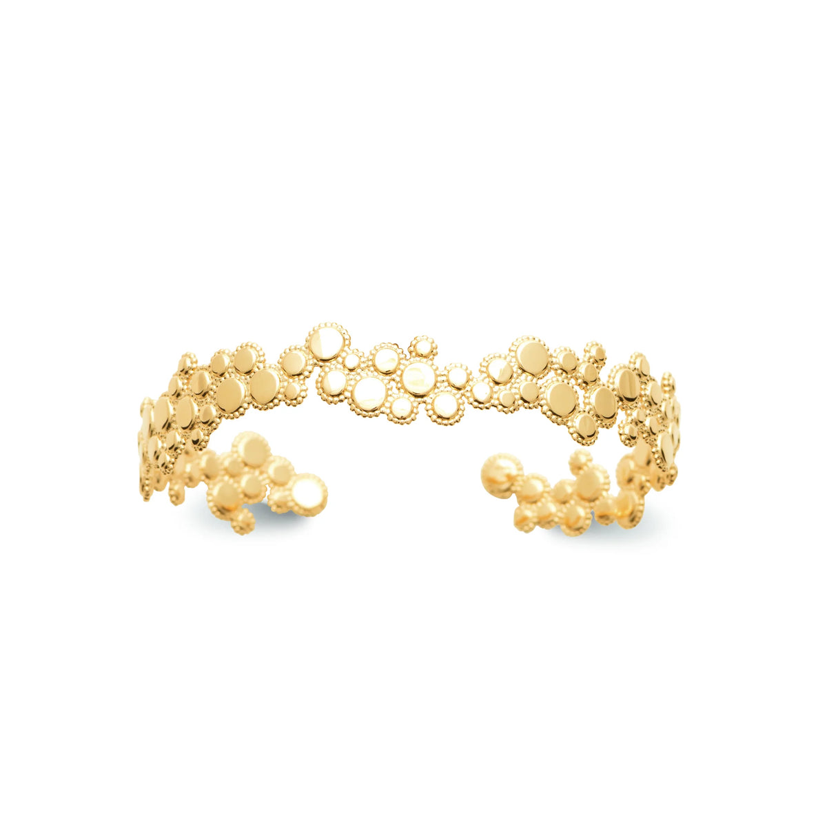 Bracelet jonc ouvert alvéoles ajourées en plaqué or