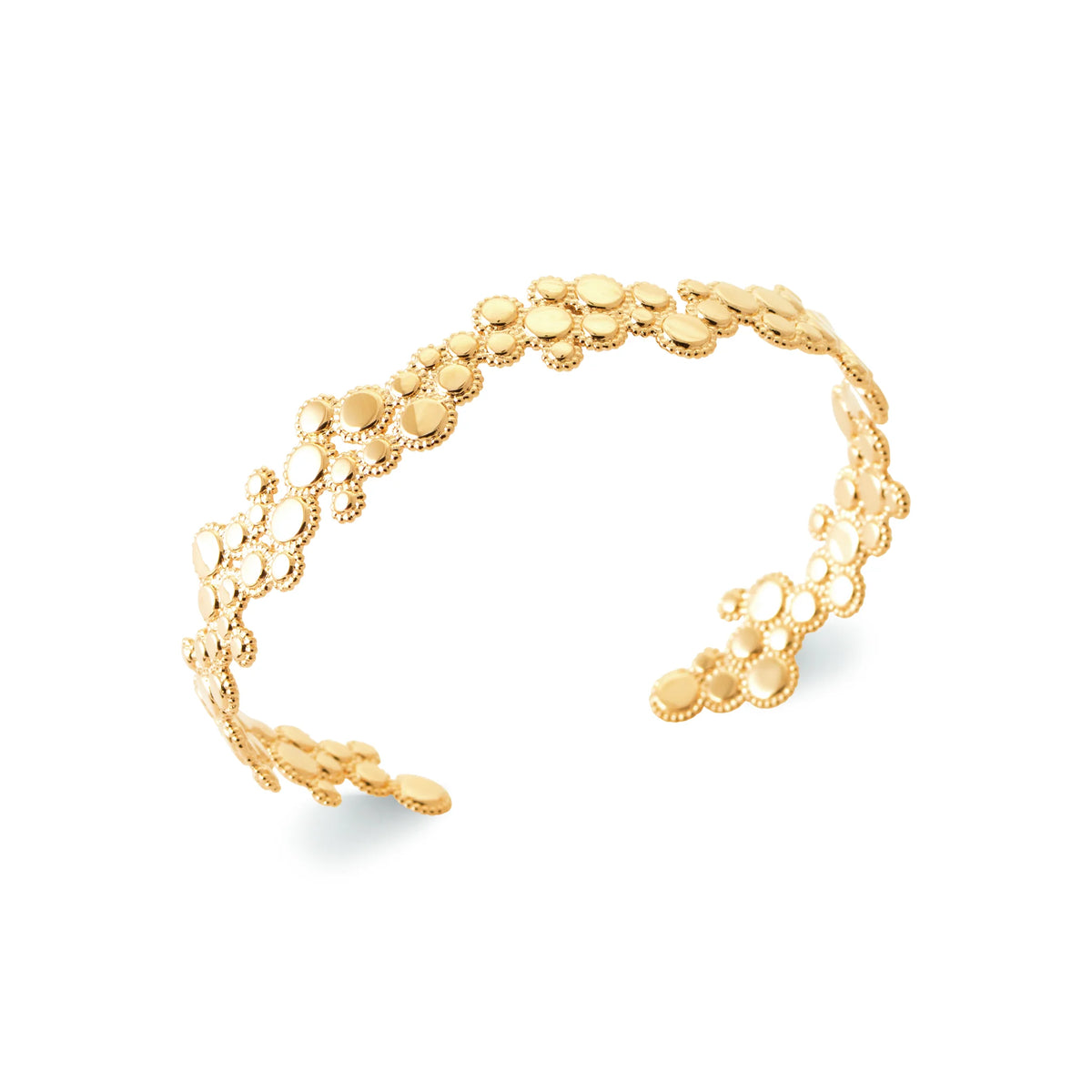 Bracelet jonc ouvert alvéoles ajourées en plaqué or