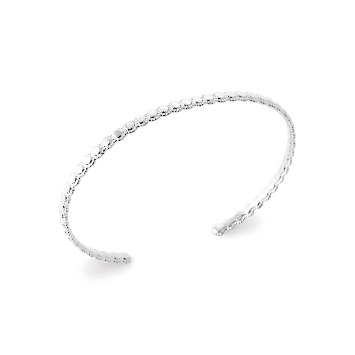 Bracelet jonc ouvert fin torsadé en argent 925 rhodié