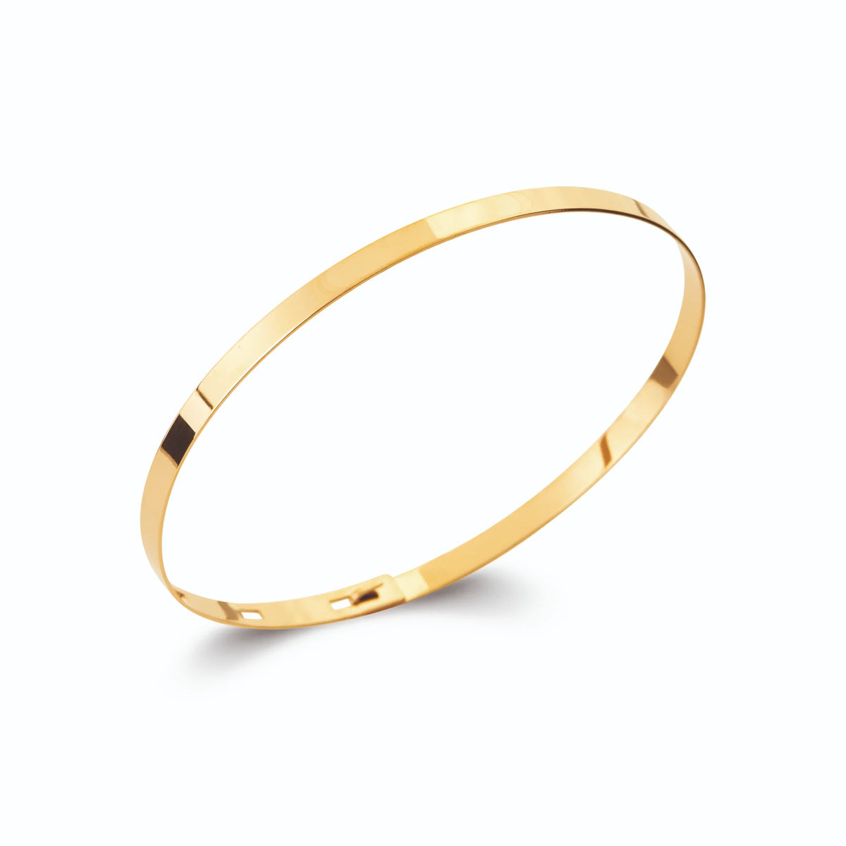 Bracelet jonc plat fin en plaqué or vu de profil