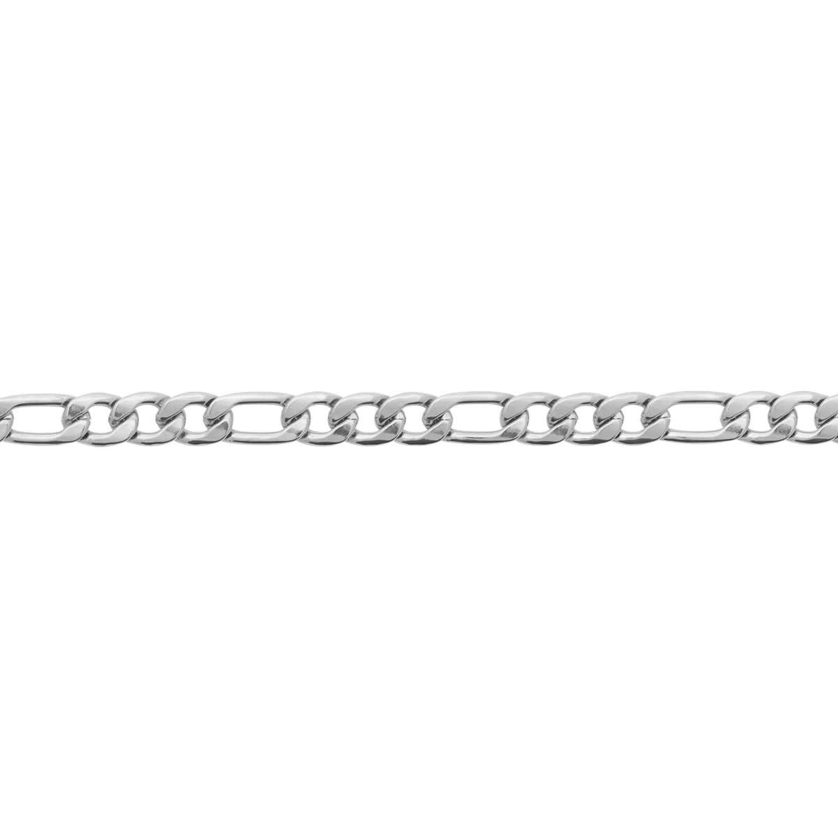Bracelet maille figaro en acier PVD argenté homme