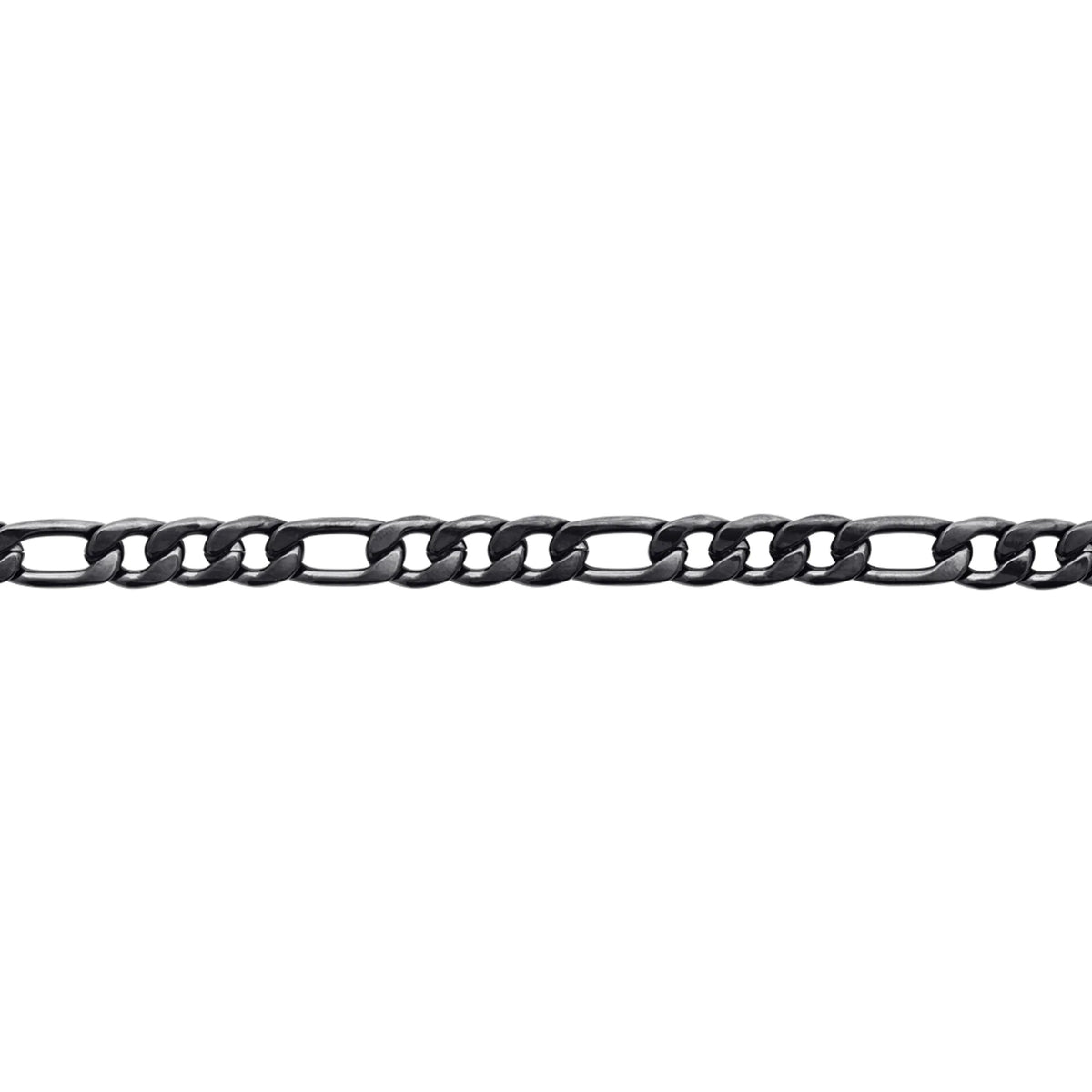 Bracelet maille figaro en acier PVD noir homme