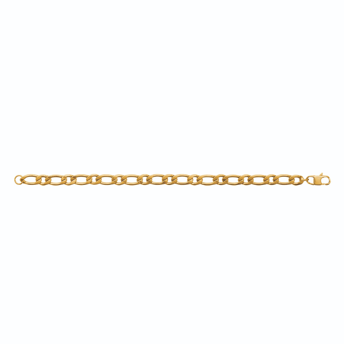 Bracelet maille figaro large en acier PVD doré homme