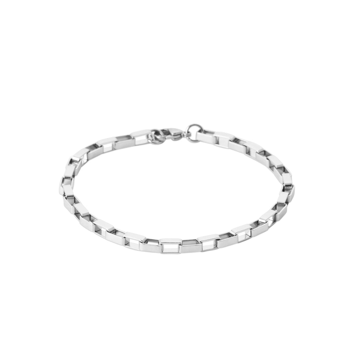 Bracelet maillons rectangulaires allongés en acier homme
