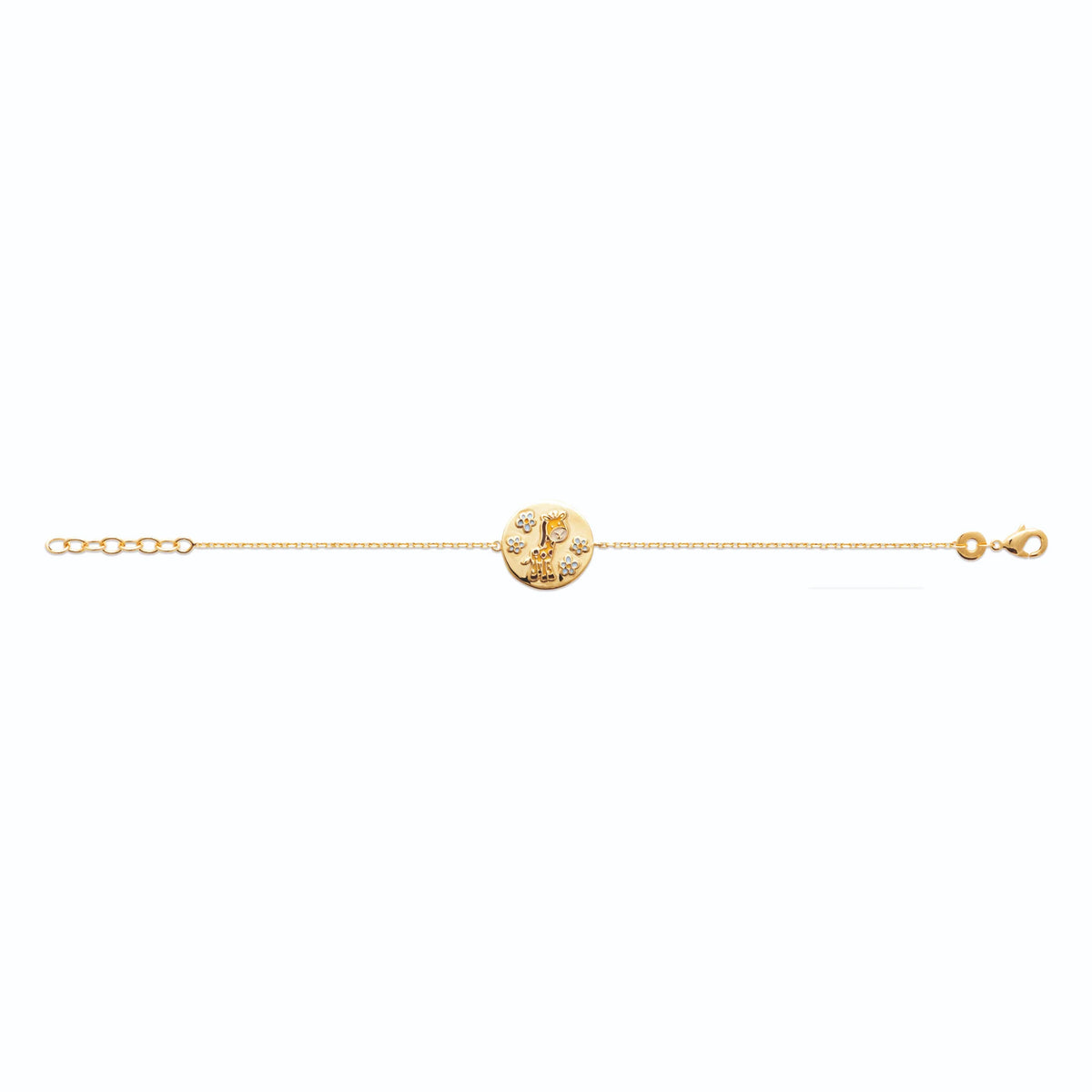 Bracelet médaille girafes enfant en plaqué or, 16 cm