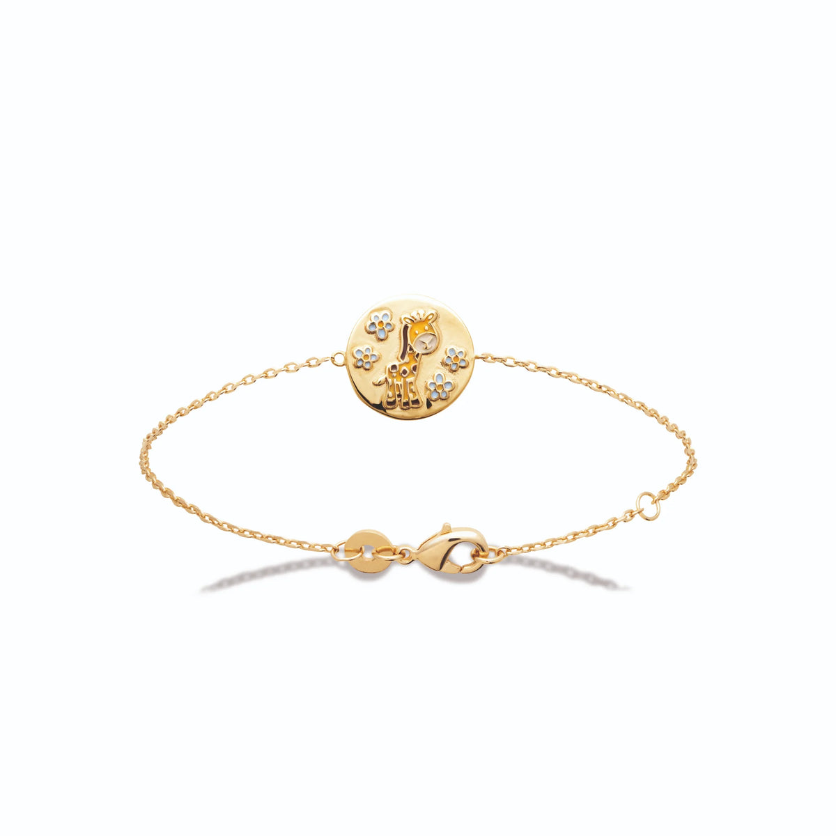Bracelet médaille girafes enfant en plaqué or, 16 cm